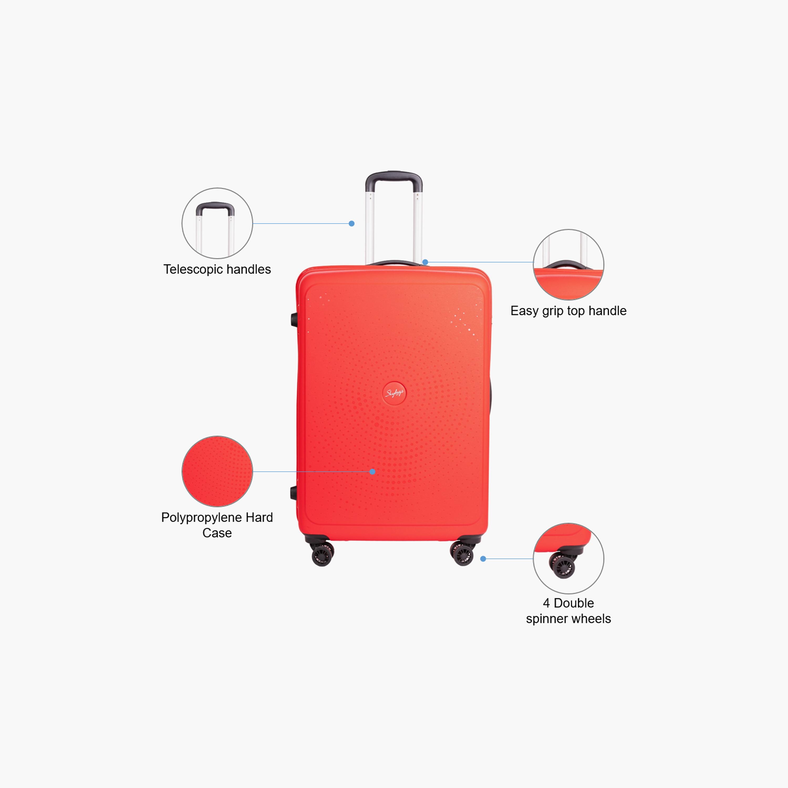 Skybags Zap 76 CM Large Check-in Polypropylene Hard Sided 4-Wheeler Spinner Trolley Bag with Combination Lock | ZAP-R28-1909-travel-luggagesandbags-luggage-image-3
