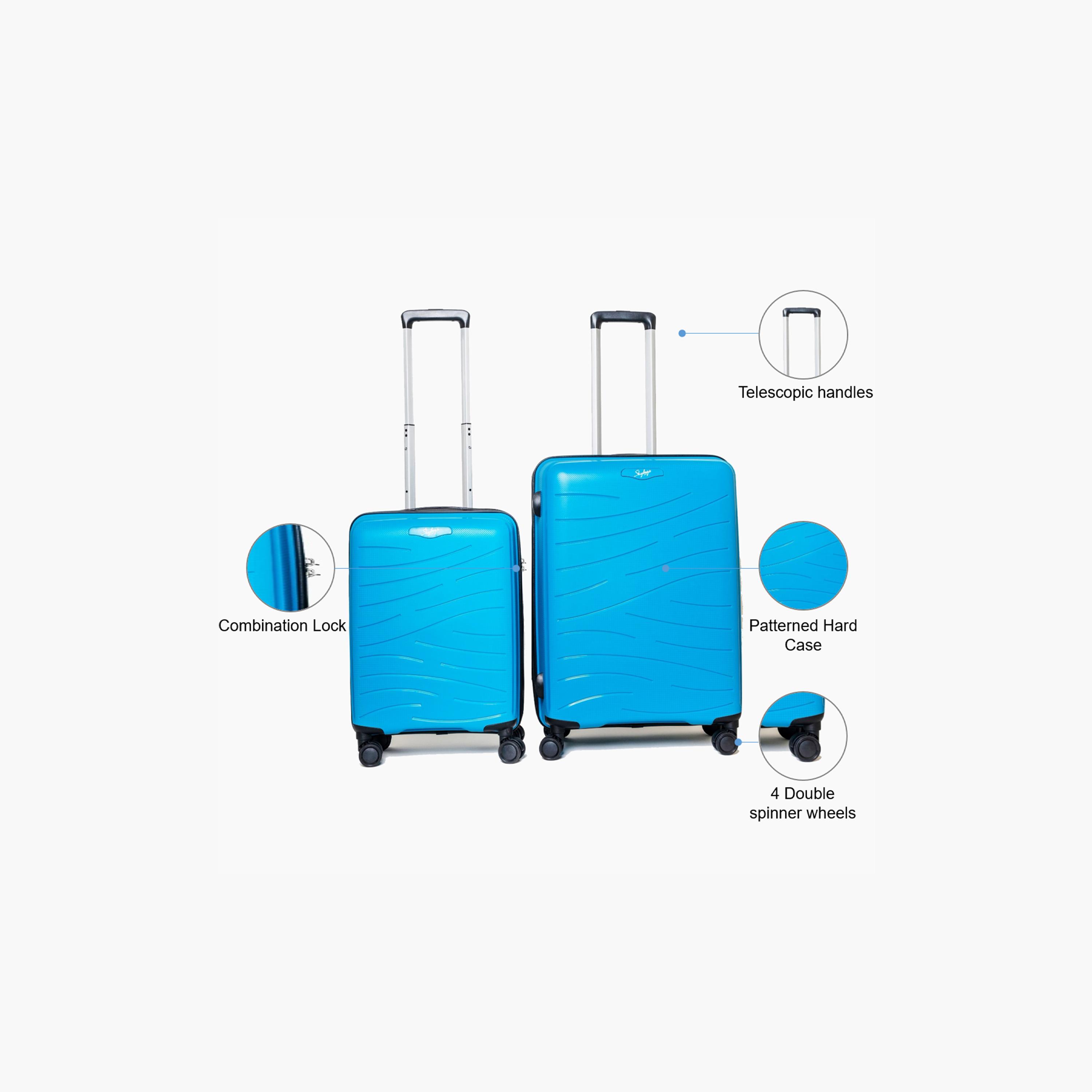 Skybags Maxx Set of 2 Polypropylene Hard Sided 4-Wheeler Spinner Trolley Bag with Built-In Combination Lock | Maxx-S2-1806-travel-luggagesandbags-luggage-image-2