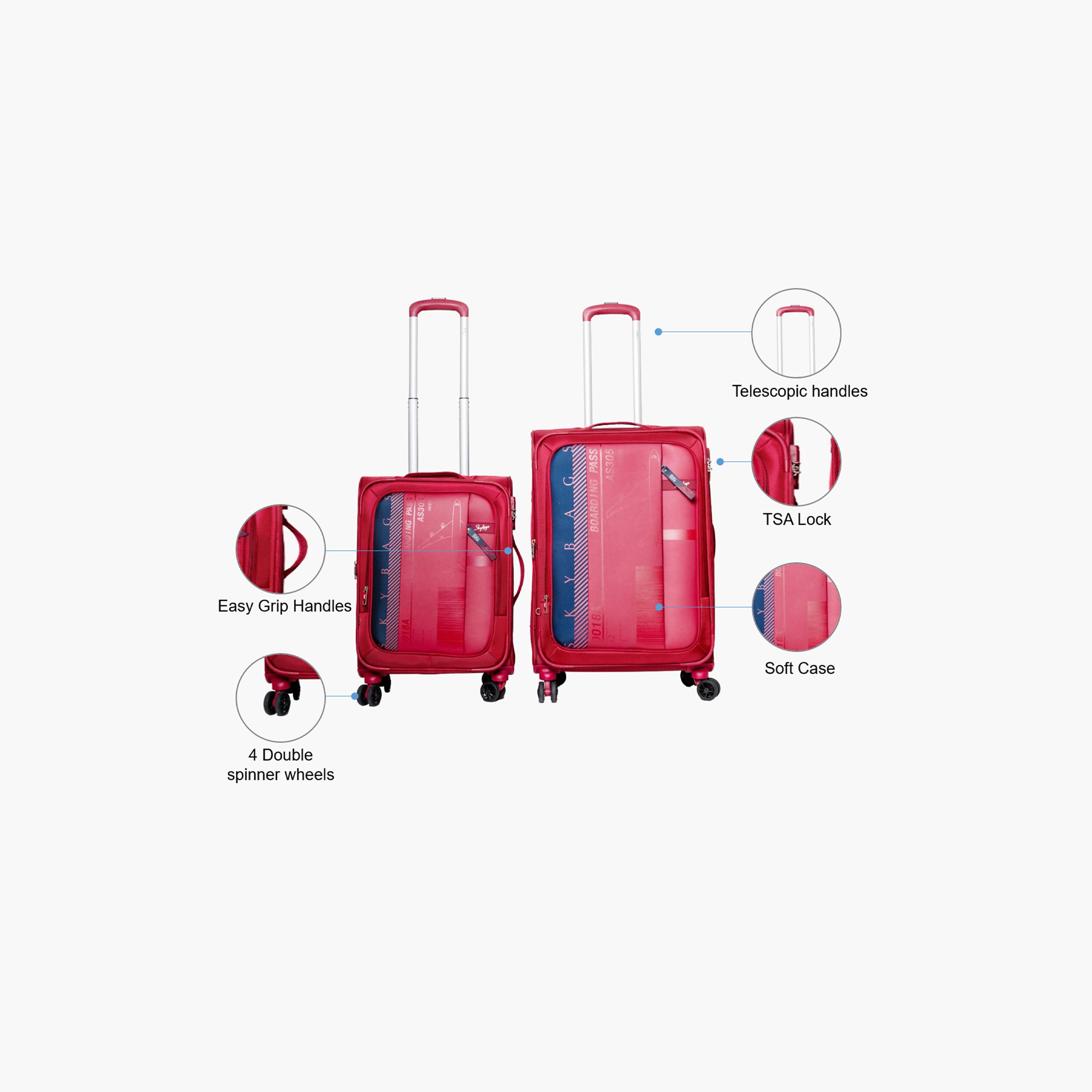 Skybags Airway Pro Set of 2 Polyester Soft Sided 4-Wheeler Spinner Trolley Bag with TSA Lock | AIRWAY-S2-1206-travel-luggagesandbags-luggage-image-2