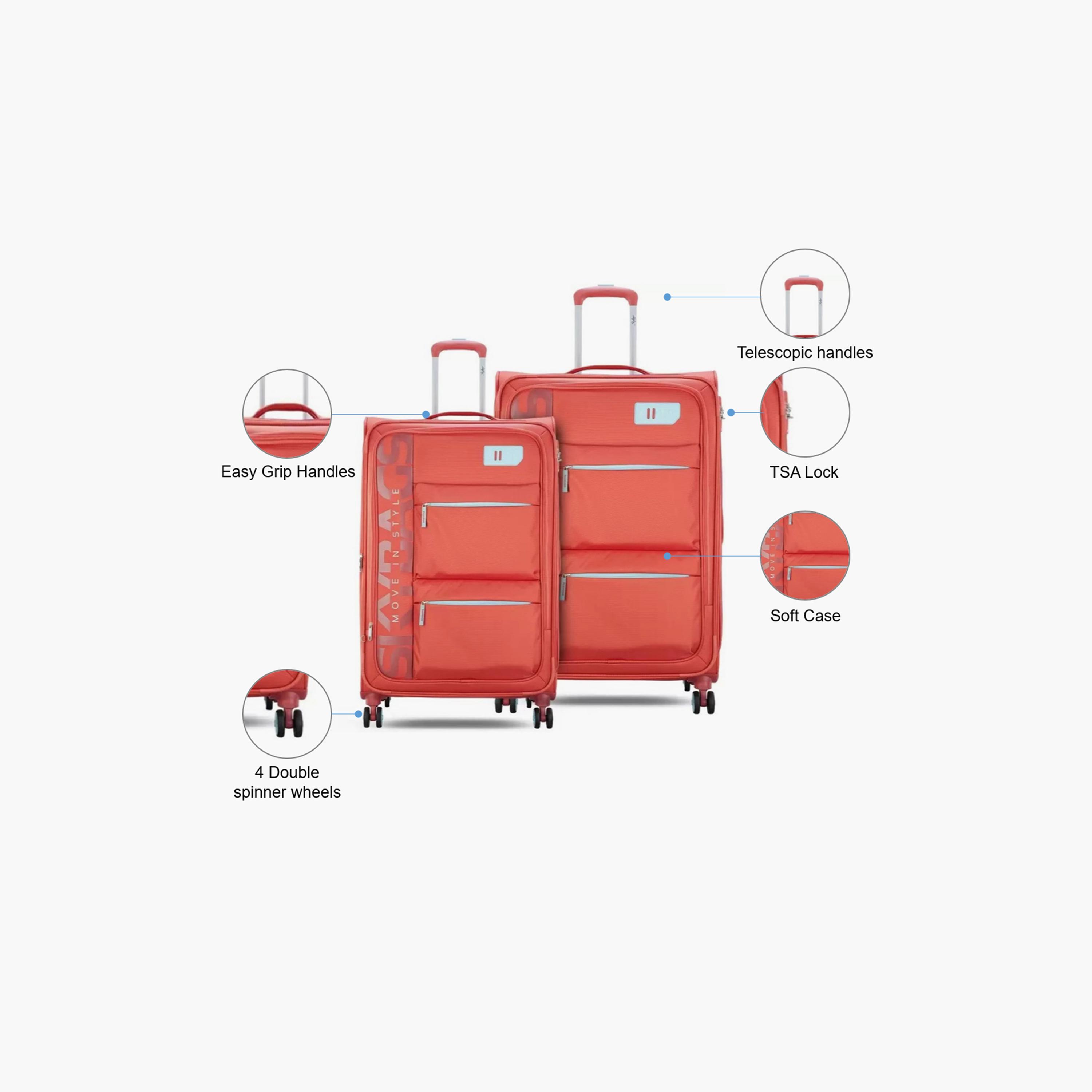 Skybags Vanguard Set of 2 Polyester Soft Sided 4-Wheeler Spinner Trolley Bag with TSA Lock | VGUARD-S2-1706--travel-luggagesandbags-luggage-image-2