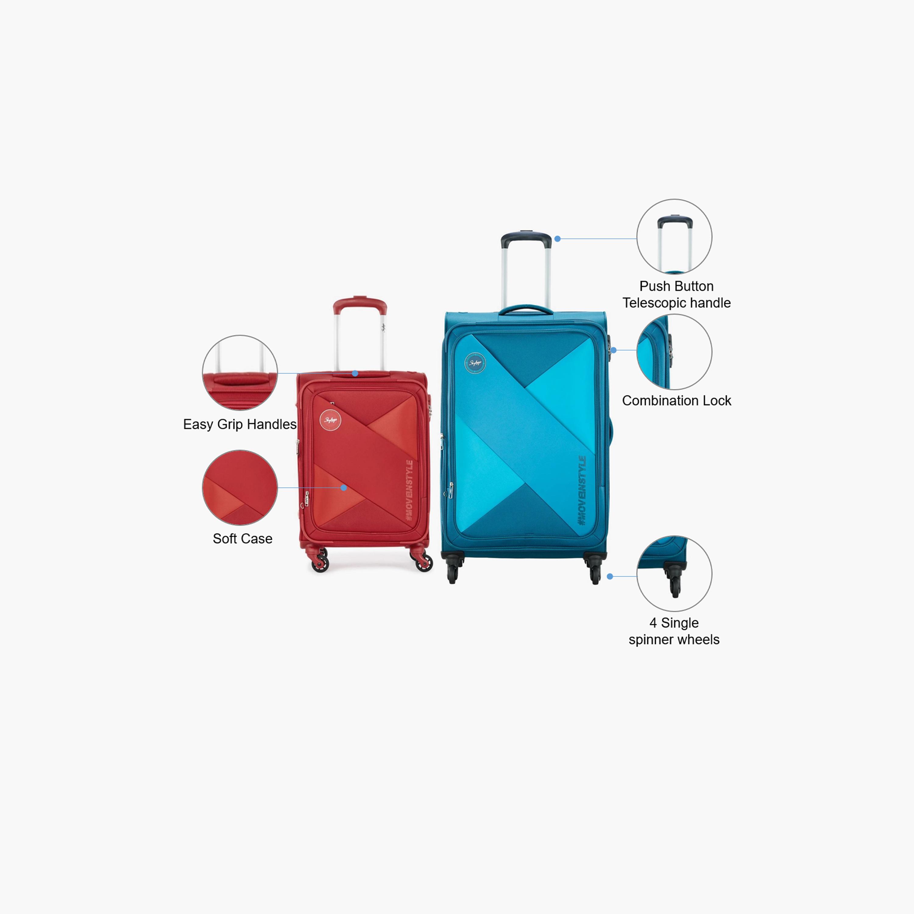 Skybags Converge Plus Set of 2 Polyester Soft Sided 4-Wheeler Spinner Trolley Bag with Built-In Combination Lock | Converge-M2-2000-travel-luggagesandbags-luggage-image-2