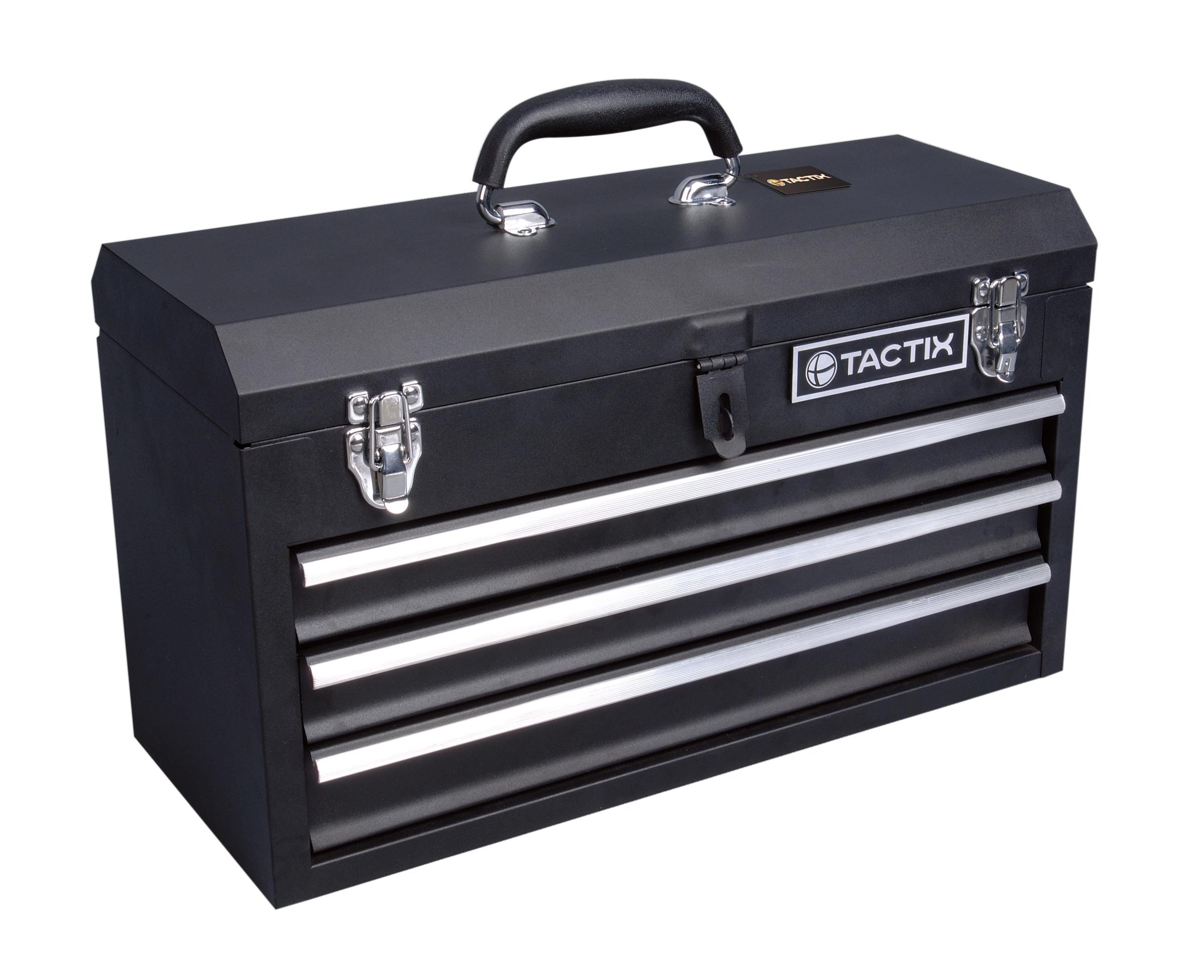 Tactix 3-Drawer Steel Tool Box - 52x23x31 cm