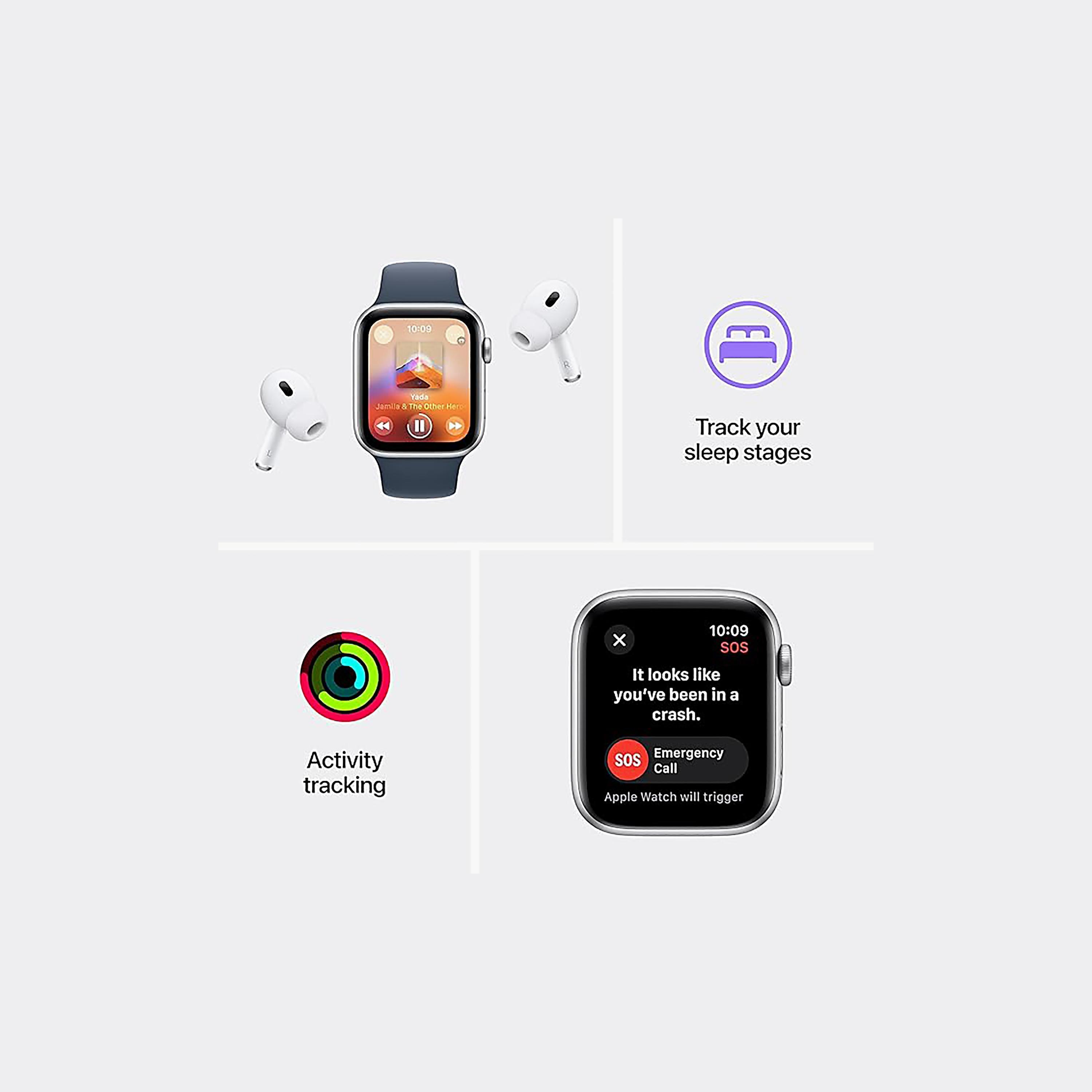 ساعة أبل SE GPS + خلوي 44 مم - هيكل ألومنيوم متوسط / كبير مع سوار رياضي ستارلايت | MRGX3QAA-electronics-smartwatches-image-2