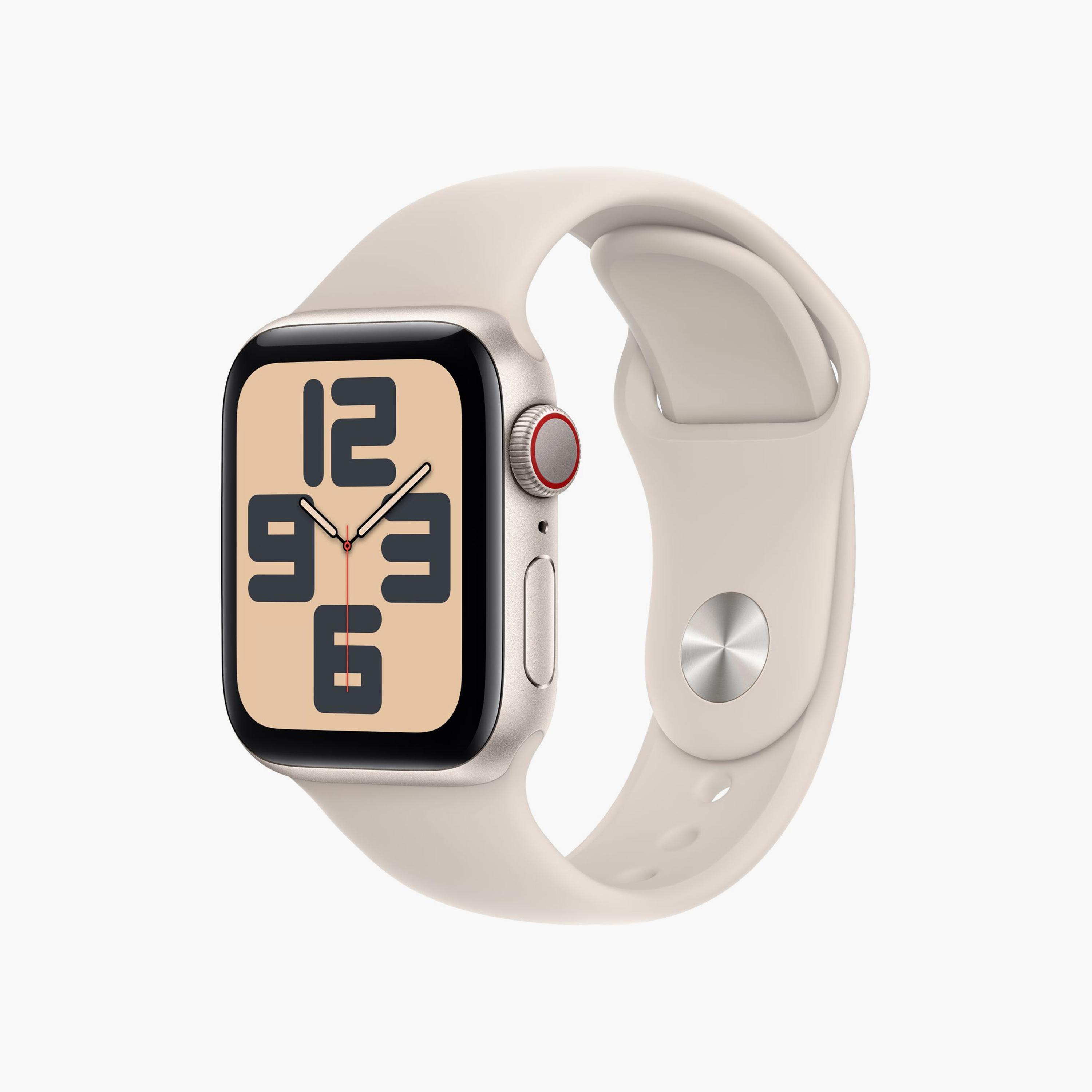 ساعة أبل SE GPS + خلوي 44 مم - هيكل ألومنيوم متوسط / كبير مع سوار رياضي ستارلايت | MRGX3QAA-electronics-smartwatches-image-3