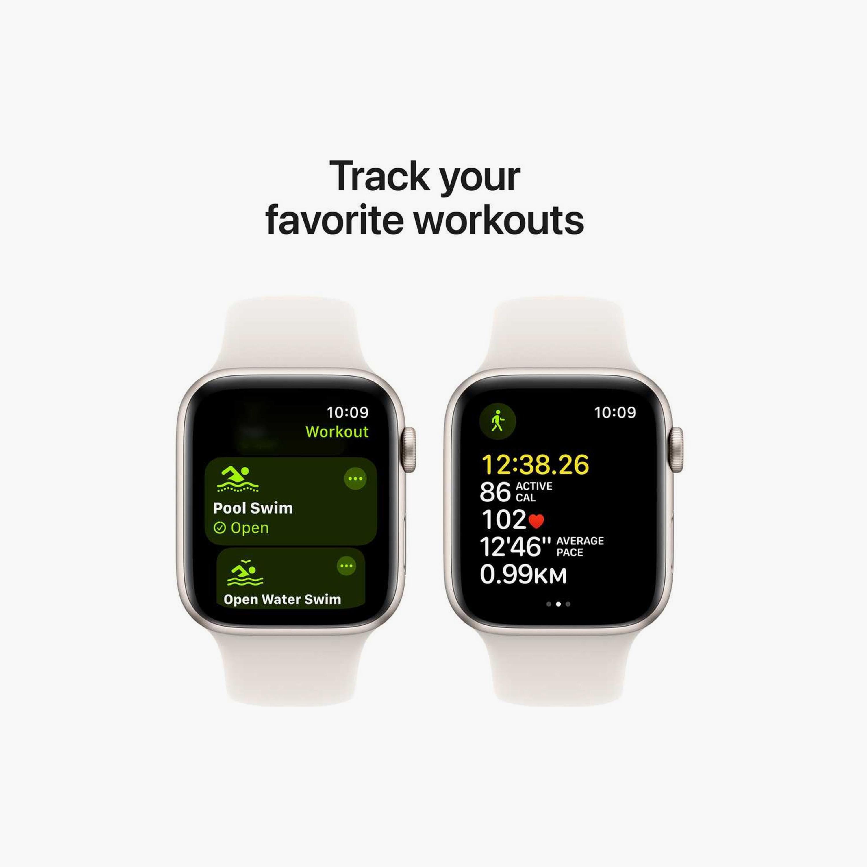 ابل ووتش SE جي بي اس 40 ملم جراب ألومنيوم ستارلايت مع سوار رياضي ستارلايت-electronics-smartwatches-image-6