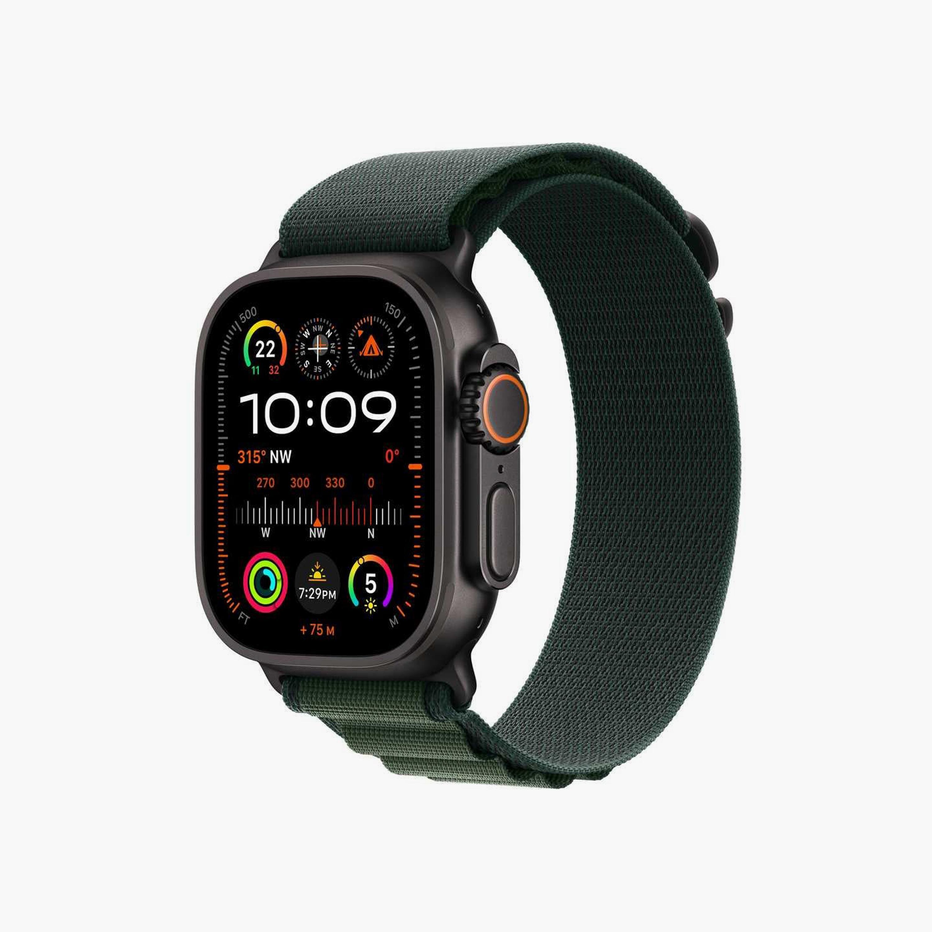 Apple Watch Ultra 2 GPS + Cellular 49mm Black Titanium Case with Dark Green Alpine Loop-electronics-smartwatches-image-1