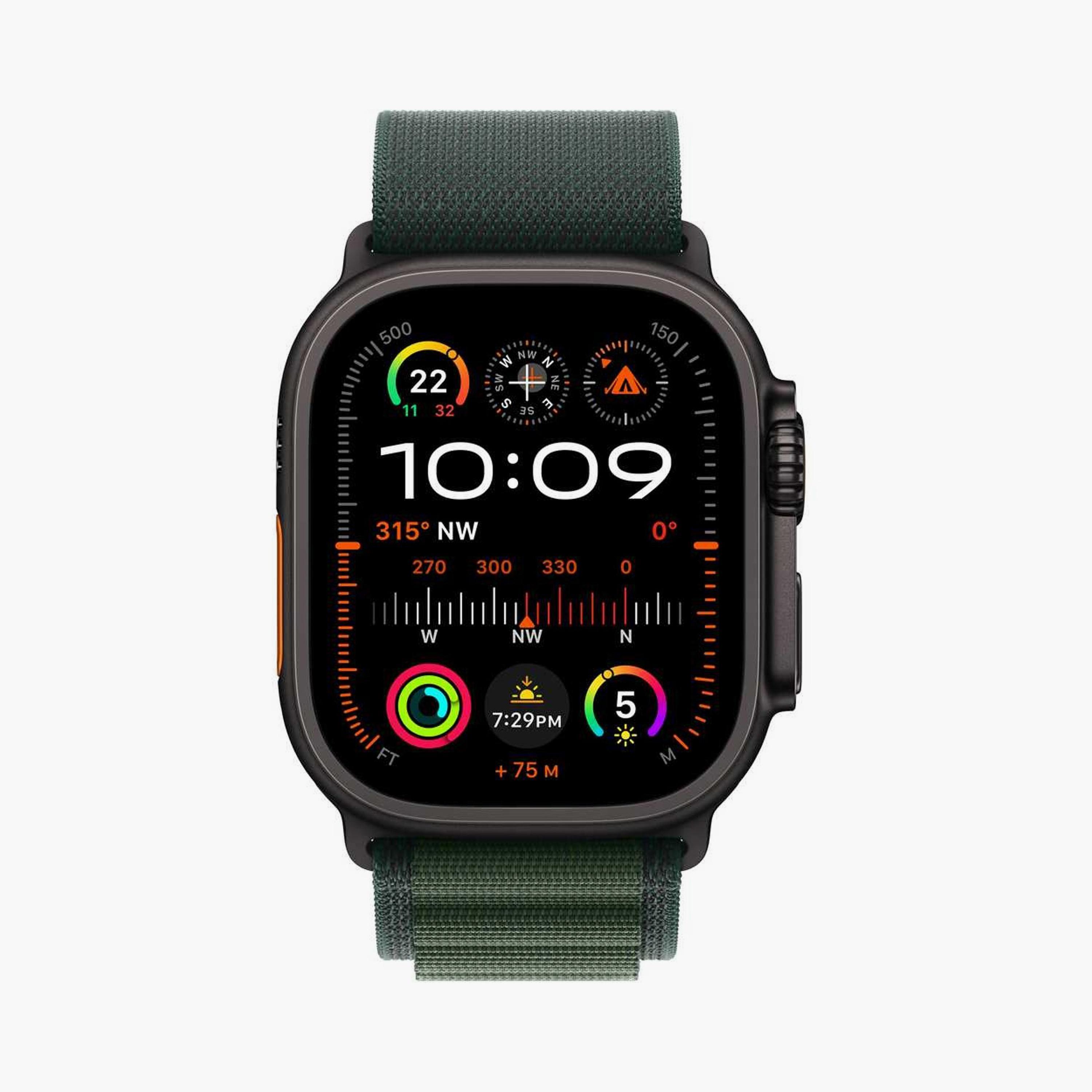 Apple Watch Ultra 2 GPS + Cellular 49mm Black Titanium Case with Dark Green Alpine Loop-electronics-smartwatches-image-2