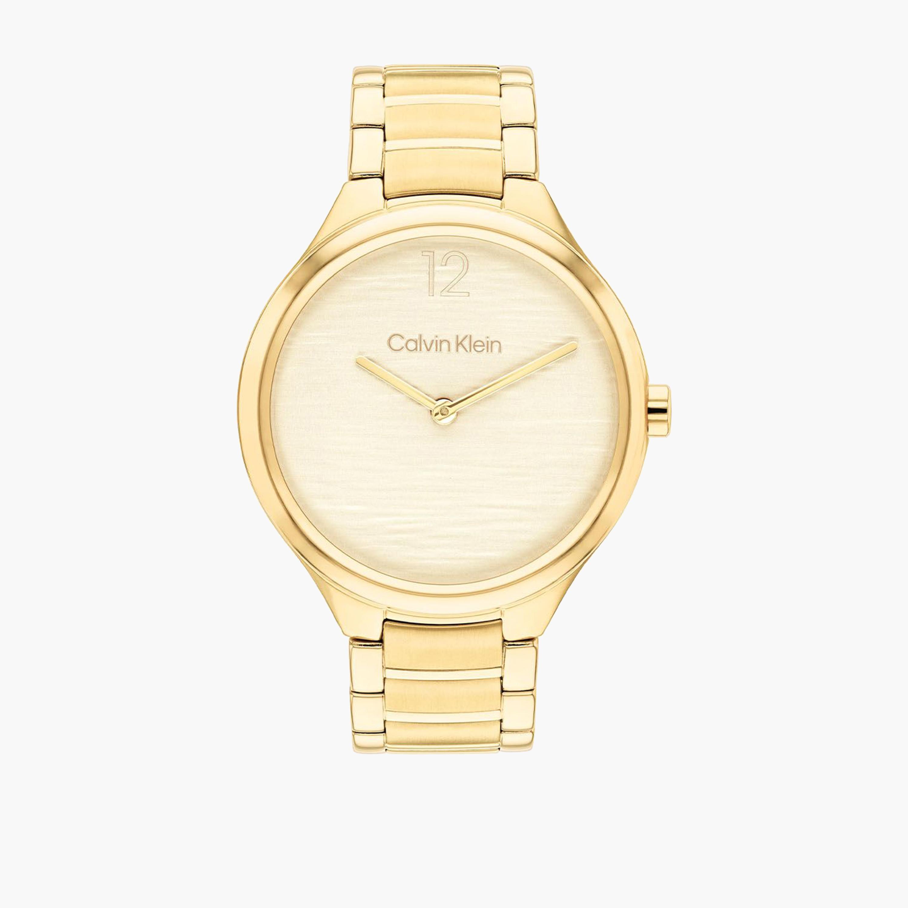 كالفين كلين-  ساعة تناظرية نسائية 38 مم سوار ستانلس ستيل لون الذهبي | 25100048-women-watchesandjewellery-watches-image-1