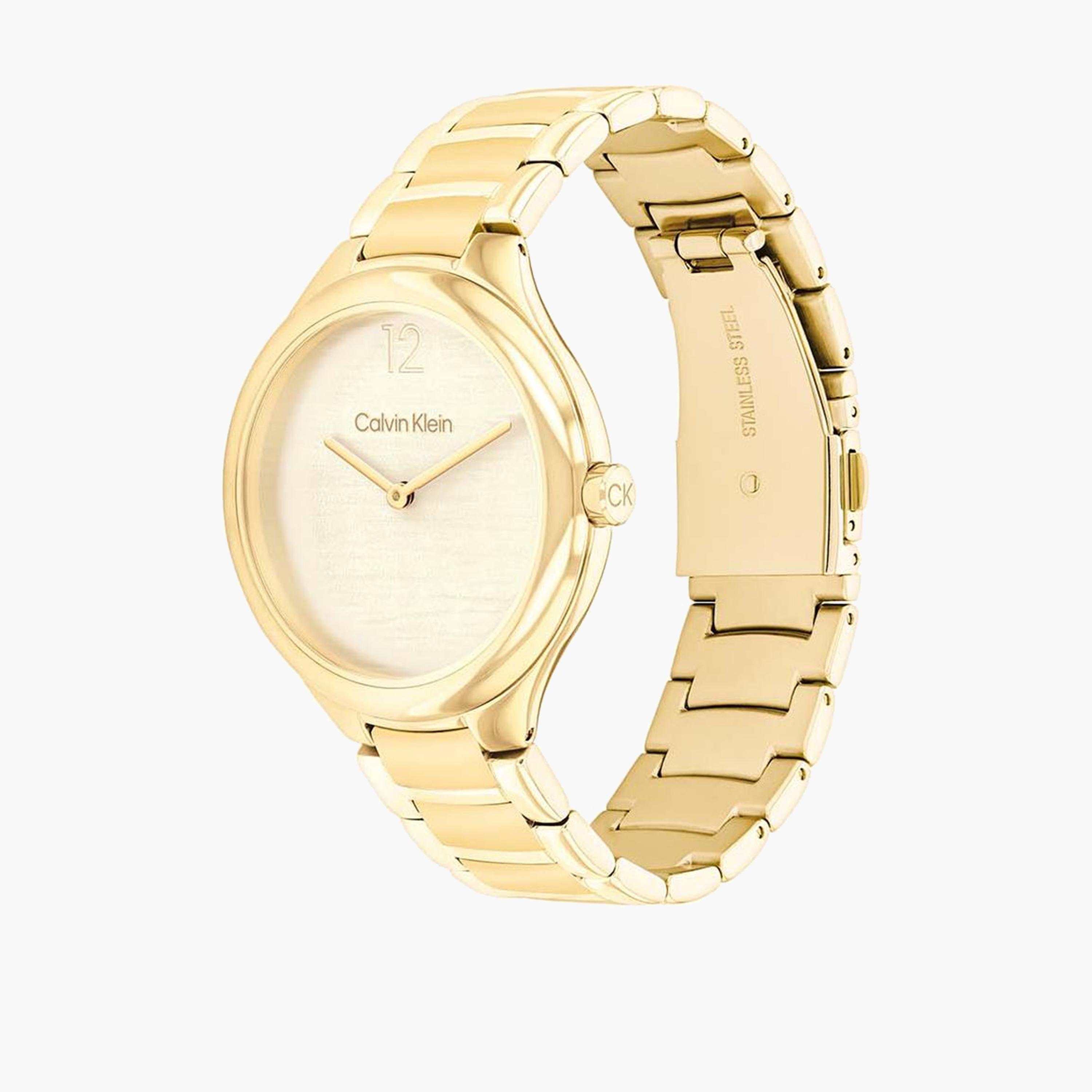 كالفين كلين-  ساعة تناظرية نسائية 38 مم سوار ستانلس ستيل لون الذهبي | 25100048-women-watchesandjewellery-watches-image-2