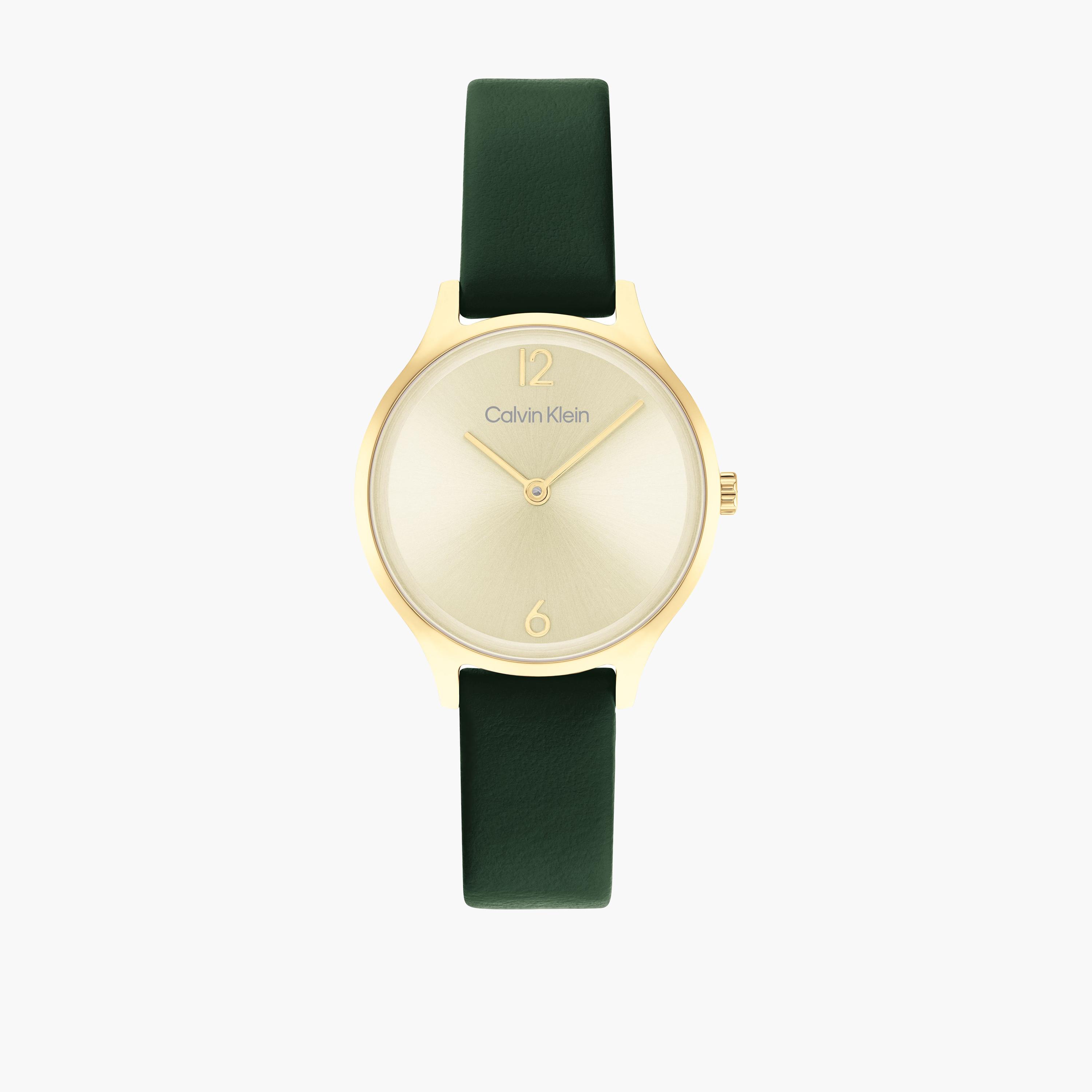 كالفين كلين-  ساعة نسائية سوار جلد بقطر 28 مم باللون الذهبي | 25200147-women-watchesandjewellery-watches-image-1