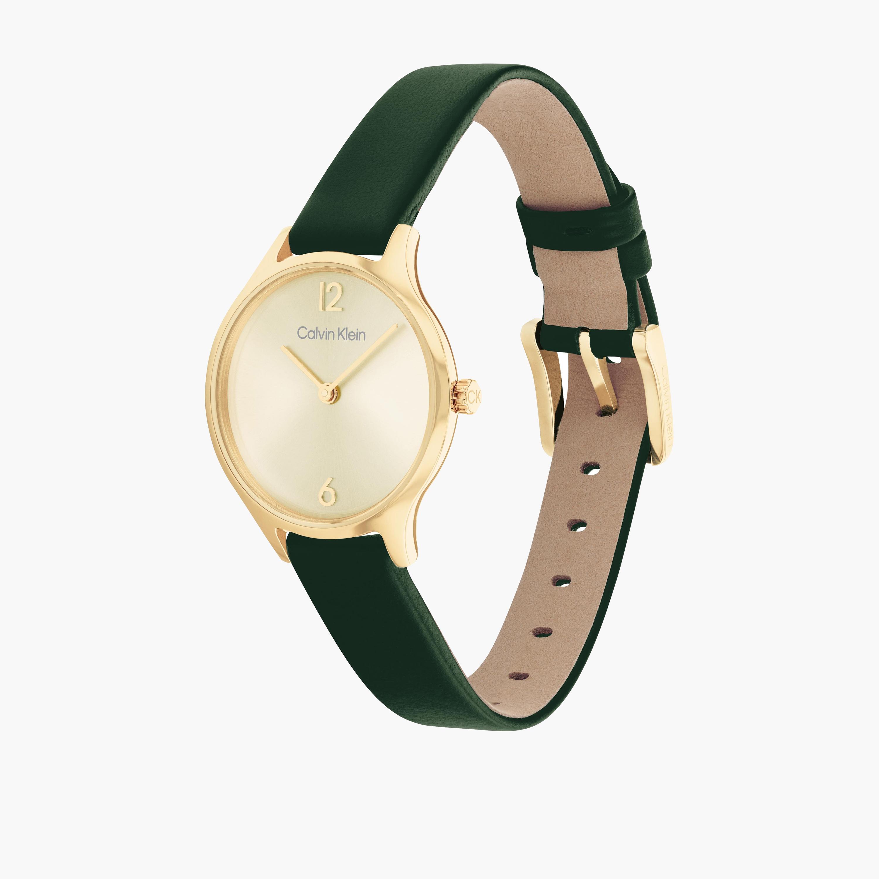 كالفين كلين-  ساعة نسائية سوار جلد بقطر 28 مم باللون الذهبي | 25200147-women-watchesandjewellery-watches-image-2