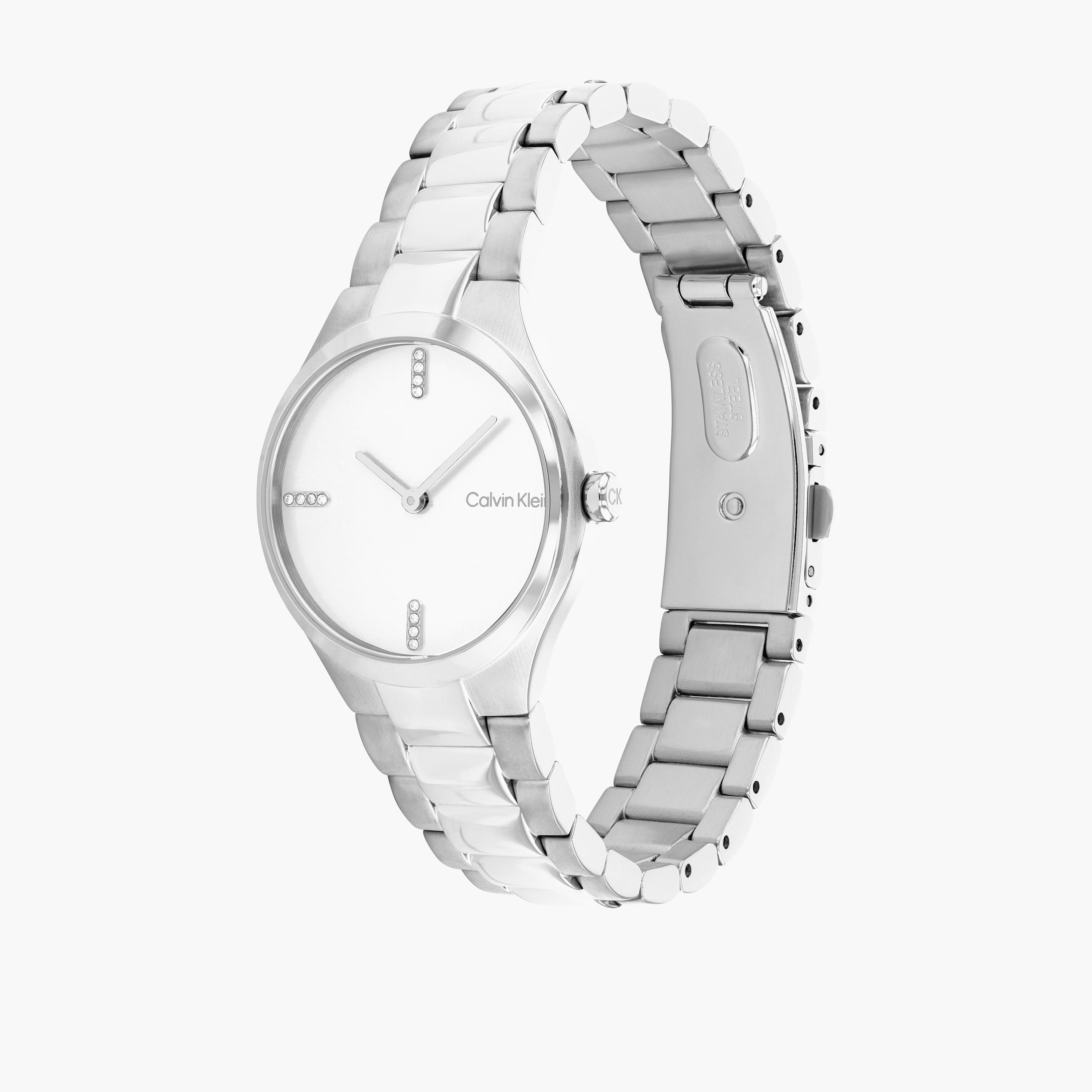 كالفين كلين-  ساعة نسائية سوار ستانلس ستيل بقطر 30 مم باللون الأبيض | 25200332-women-watchesandjewellery-watches-image-2