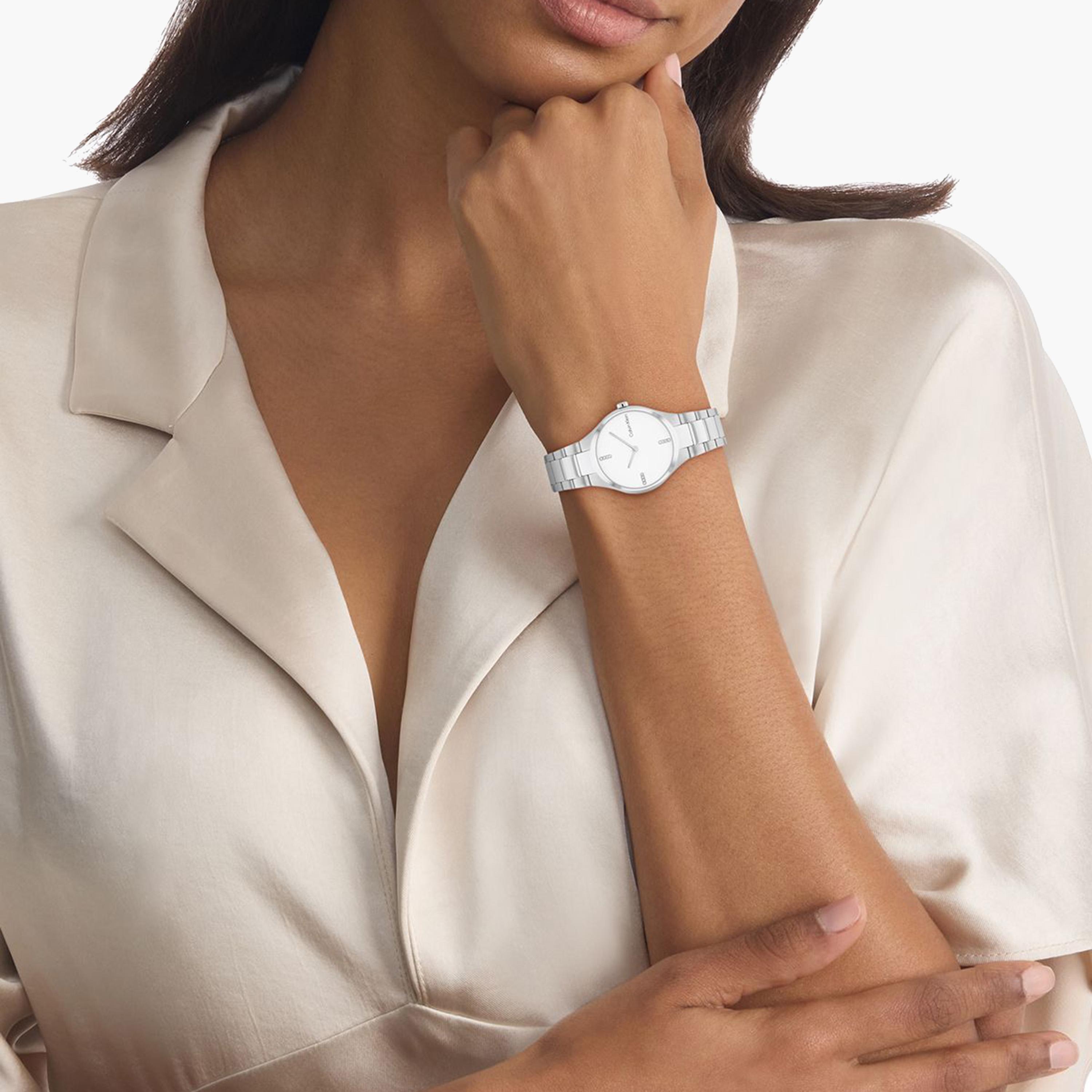 كالفين كلين-  ساعة نسائية سوار ستانلس ستيل بقطر 30 مم باللون الأبيض | 25200332-women-watchesandjewellery-watches-image-4