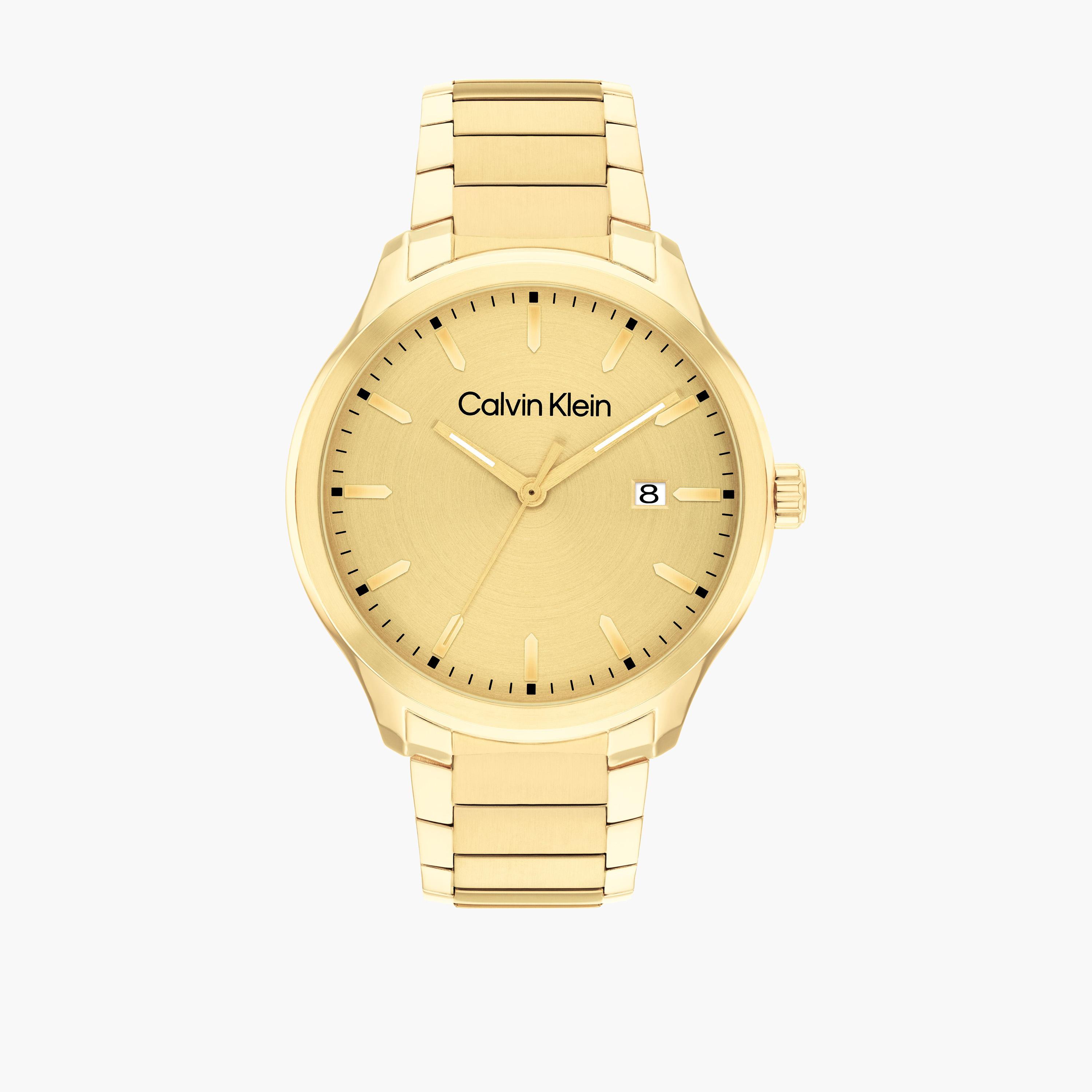 كالفين كلين-  ساعة تناظرية رجالية سوار ستانلس ستيل مقاس 43 مم ذهبية | 25200349-men-watchesandjewellery-watches-image-1