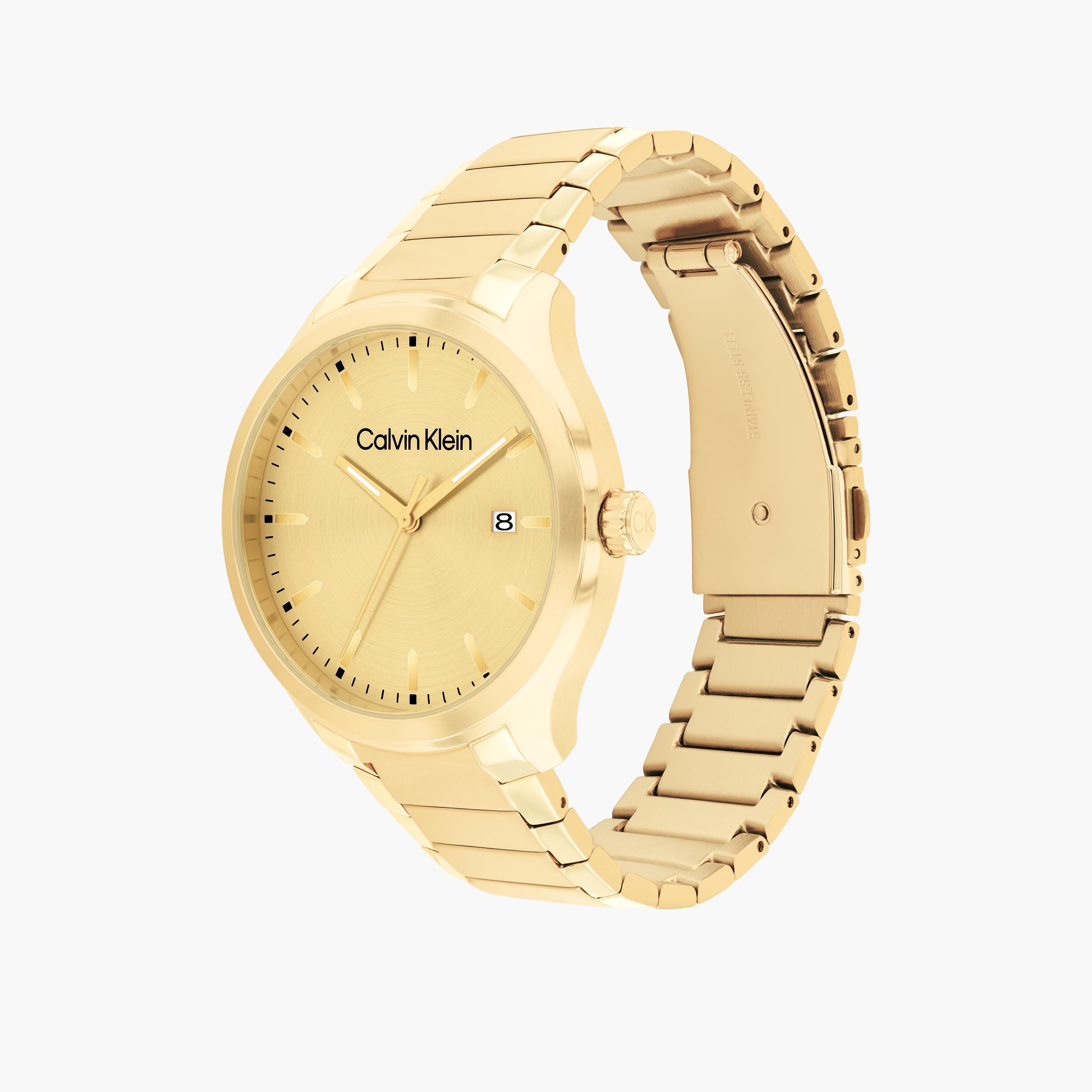 كالفين كلين-  ساعة تناظرية رجالية سوار ستانلس ستيل مقاس 43 مم ذهبية | 25200349-men-watchesandjewellery-watches-image-2