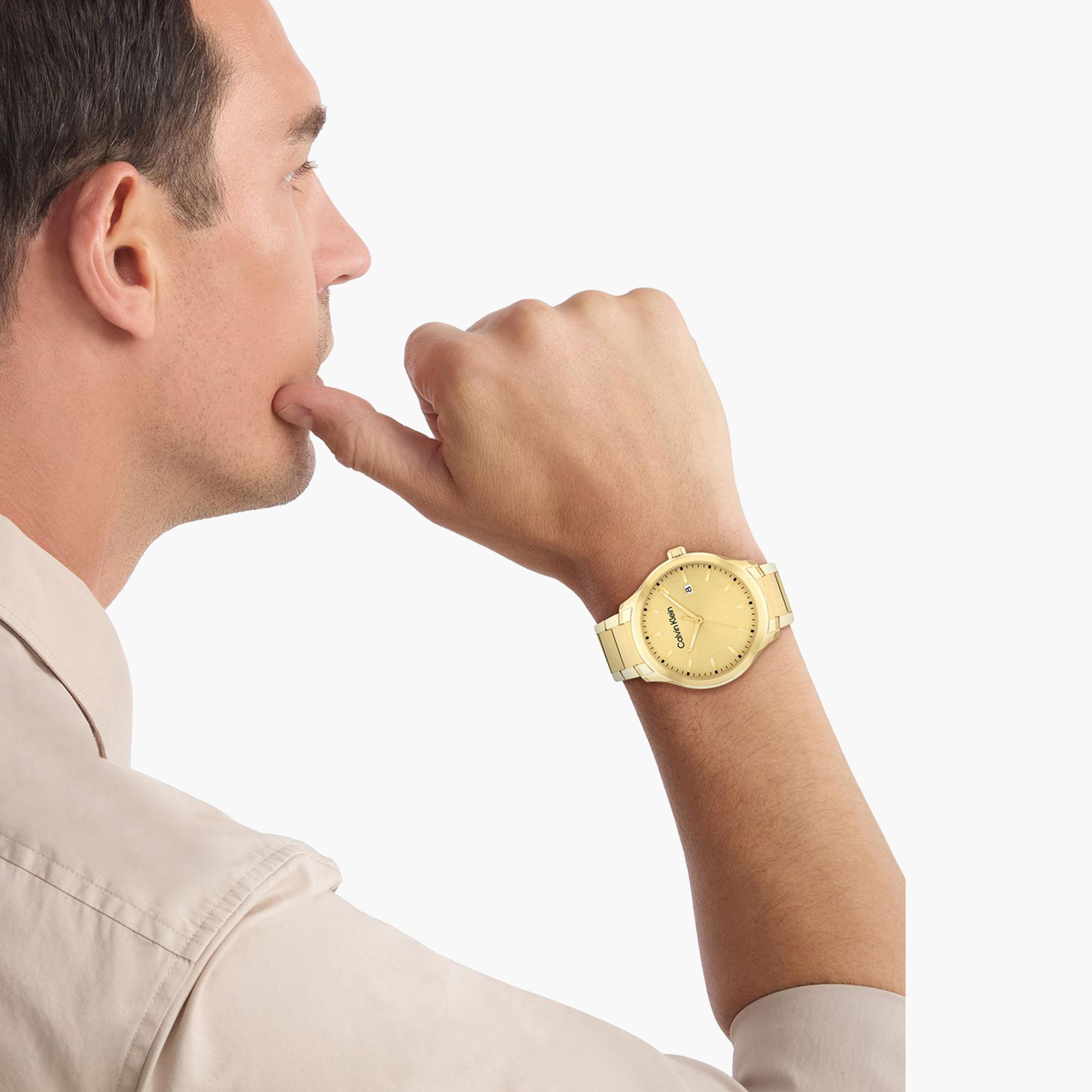 كالفين كلين-  ساعة تناظرية رجالية سوار ستانلس ستيل مقاس 43 مم ذهبية | 25200349-men-watchesandjewellery-watches-image-4