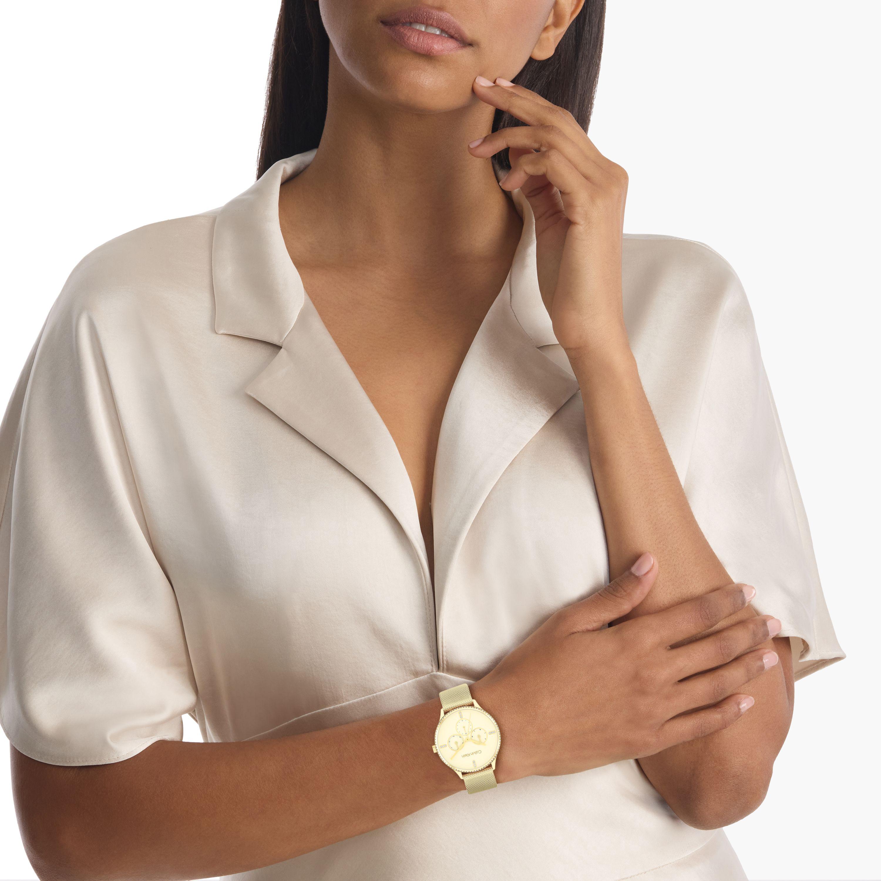 كالفين كلين-  ساعة نسائية 38 مم كرونوغراف سوار ستانلس ستيل باللون الذهبي | 25200372-women-watchesandjewellery-watches-image-2