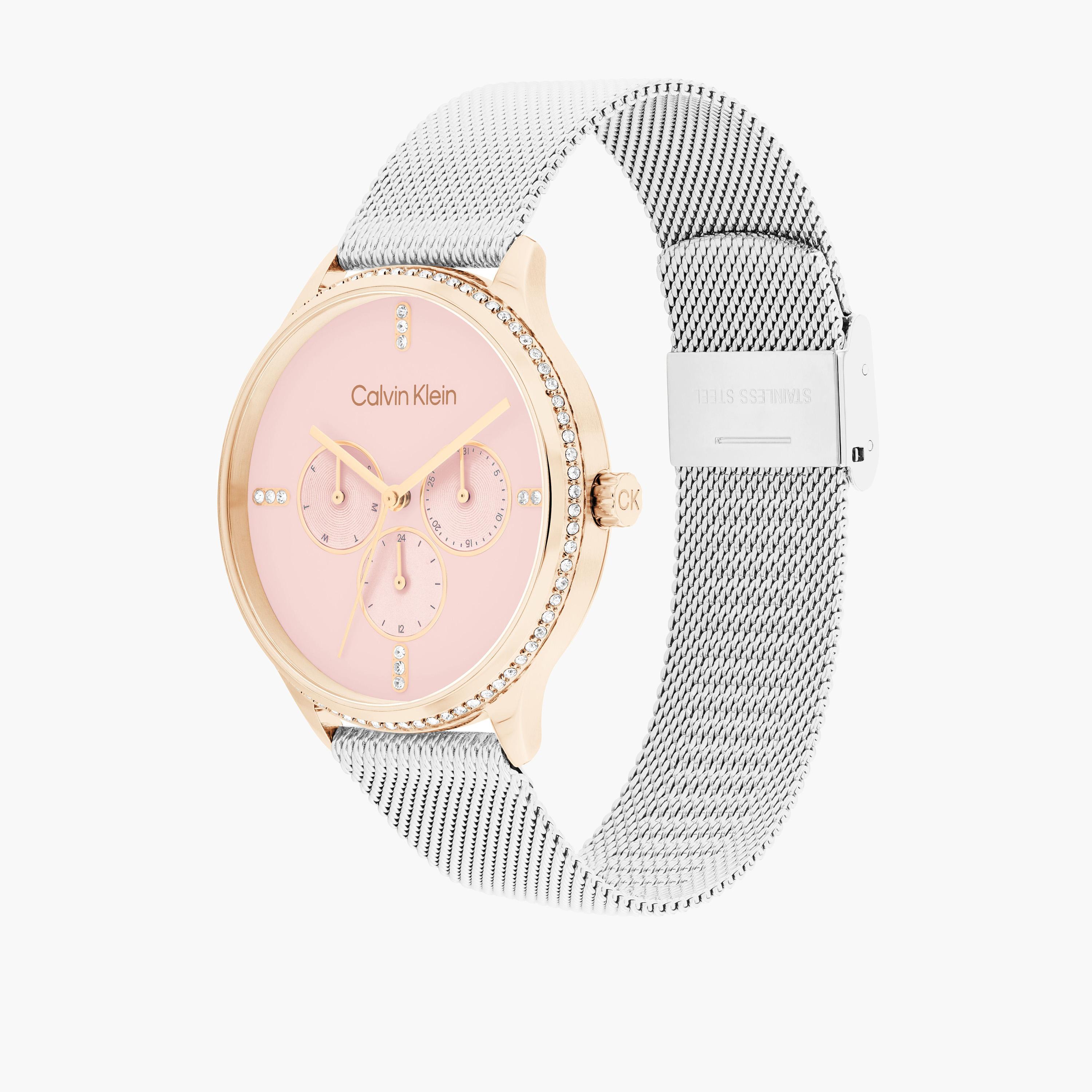 كالفين كلين-  ساعة نسائية 38 مم كرونوغراف سوار ستانلس ستيل باللون الوردي | 25200374-women-watchesandjewellery-watches-image-2