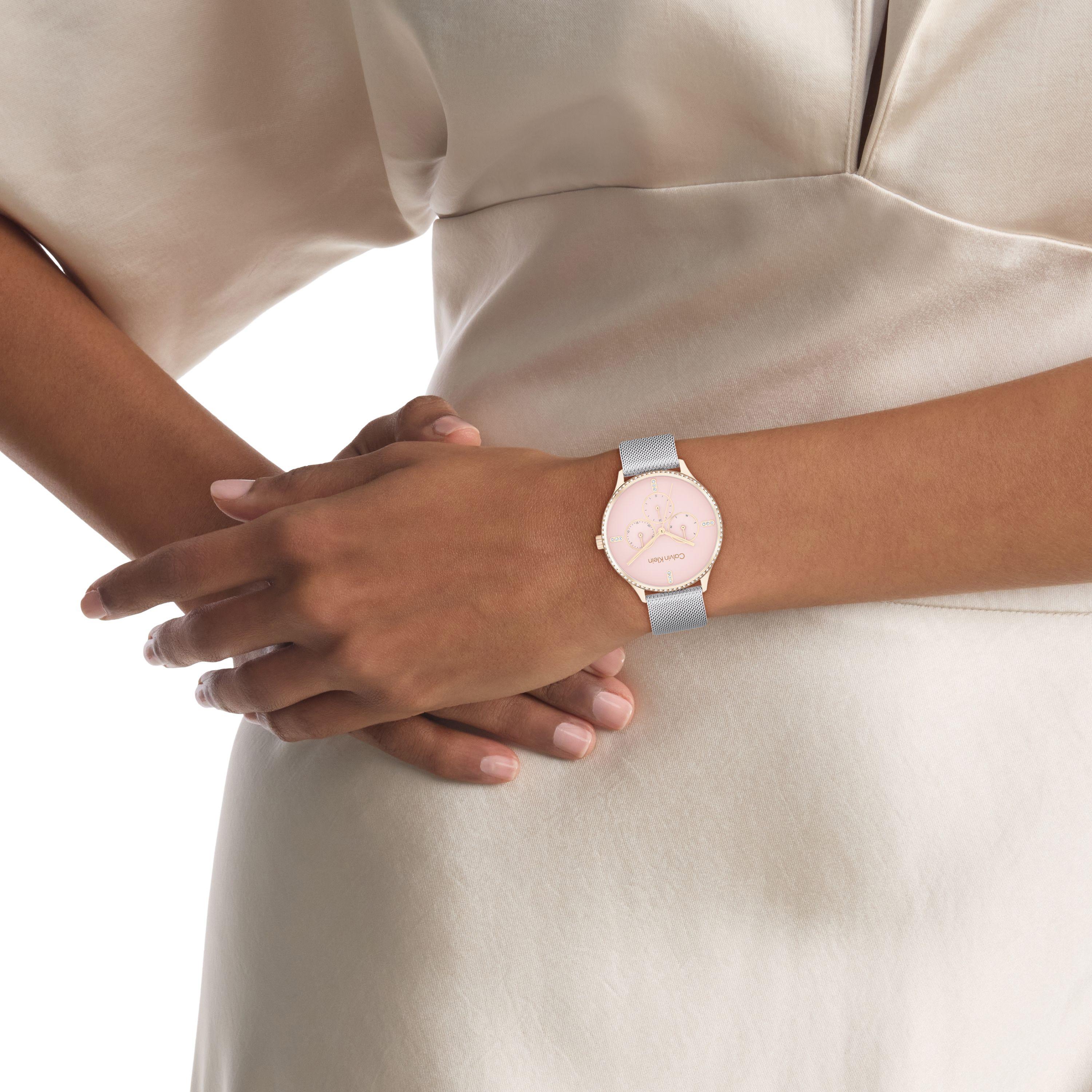 كالفين كلين-  ساعة نسائية 38 مم كرونوغراف سوار ستانلس ستيل باللون الوردي | 25200374-women-watchesandjewellery-watches-image-4
