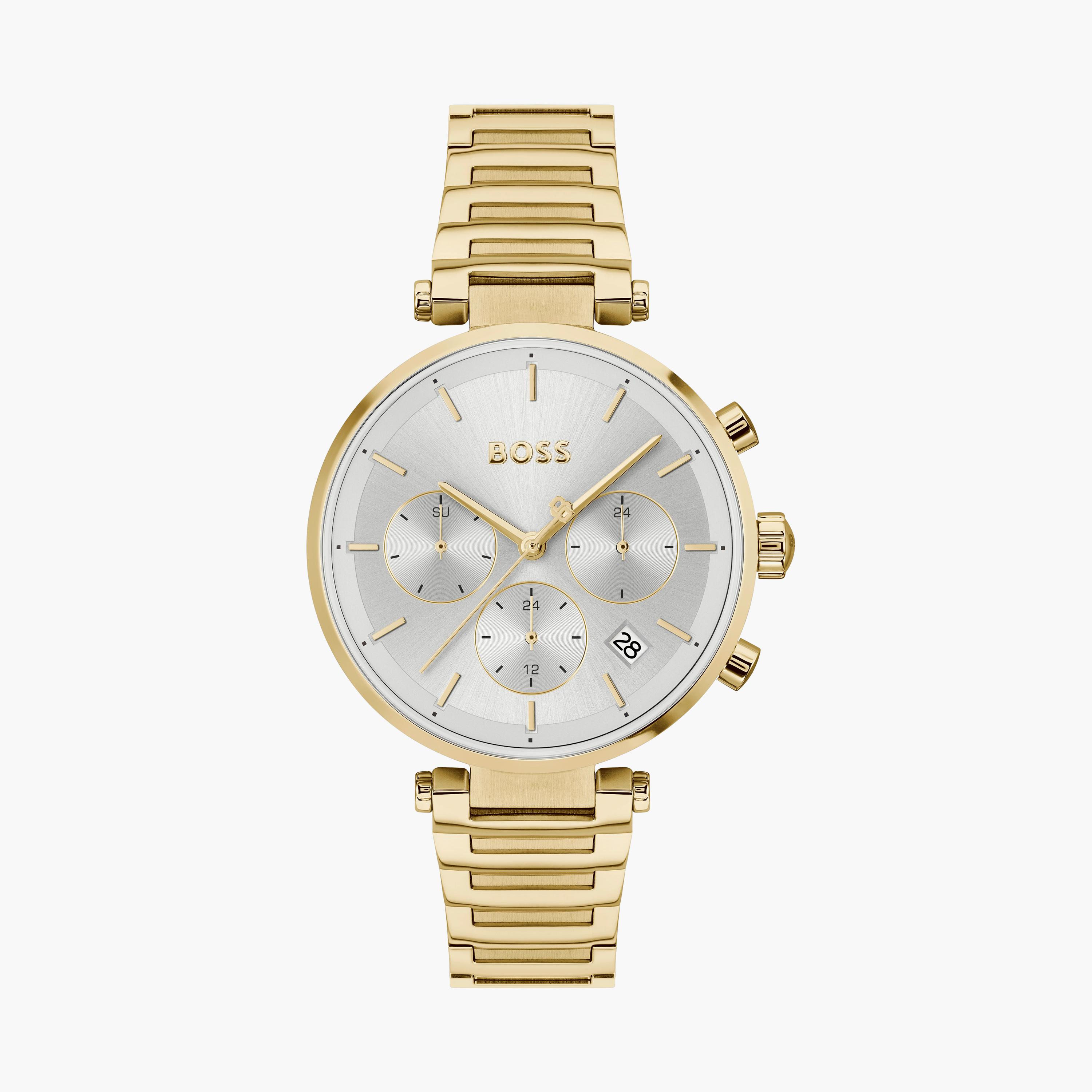 هوغو بوس-  ساعة نسائية سوار ستانلس ستيل كرونوغراف فضي مقاس 36 مم | 1502775-women-watchesandjewellery-watches-image-1