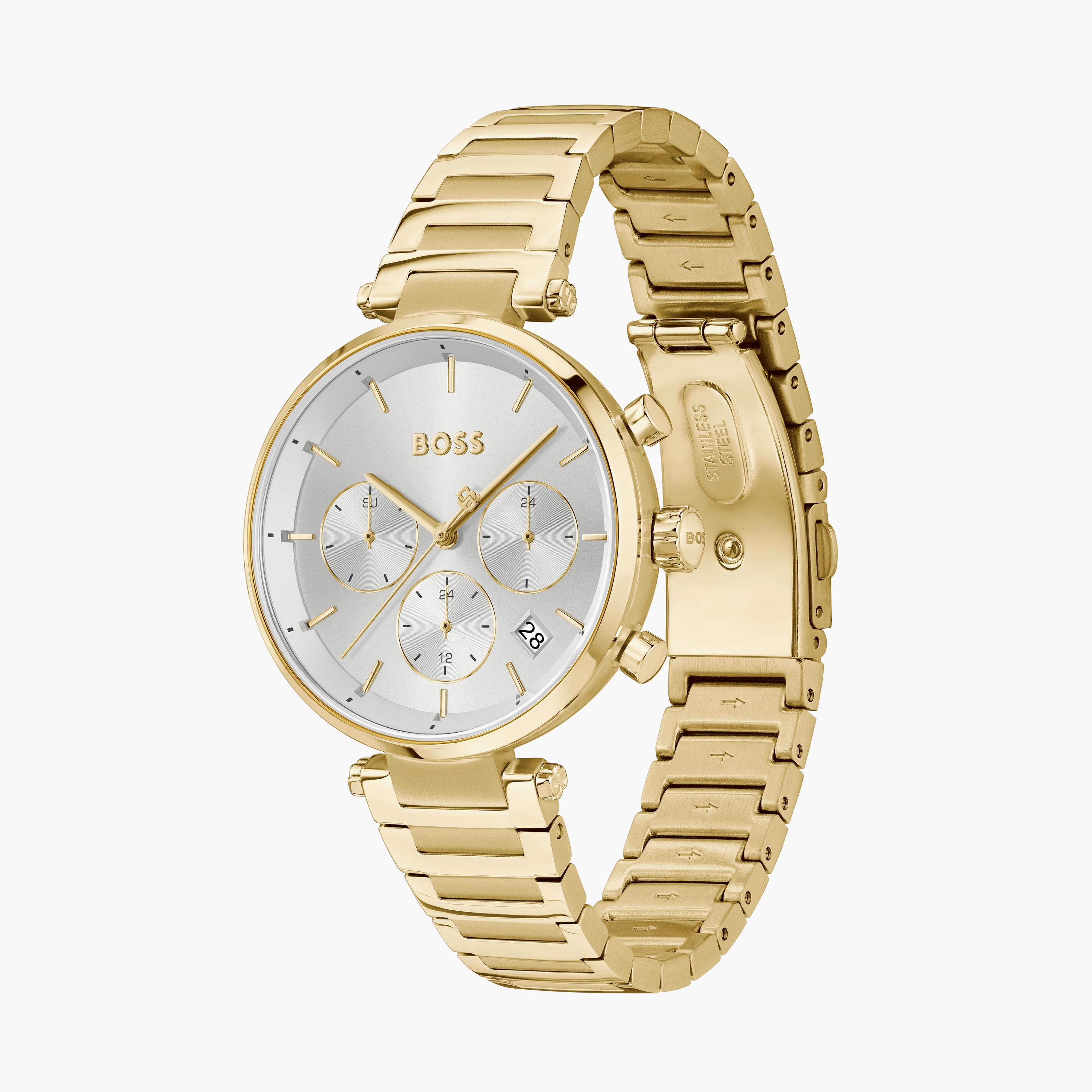 هوغو بوس-  ساعة نسائية سوار ستانلس ستيل كرونوغراف فضي مقاس 36 مم | 1502775-women-watchesandjewellery-watches-image-2