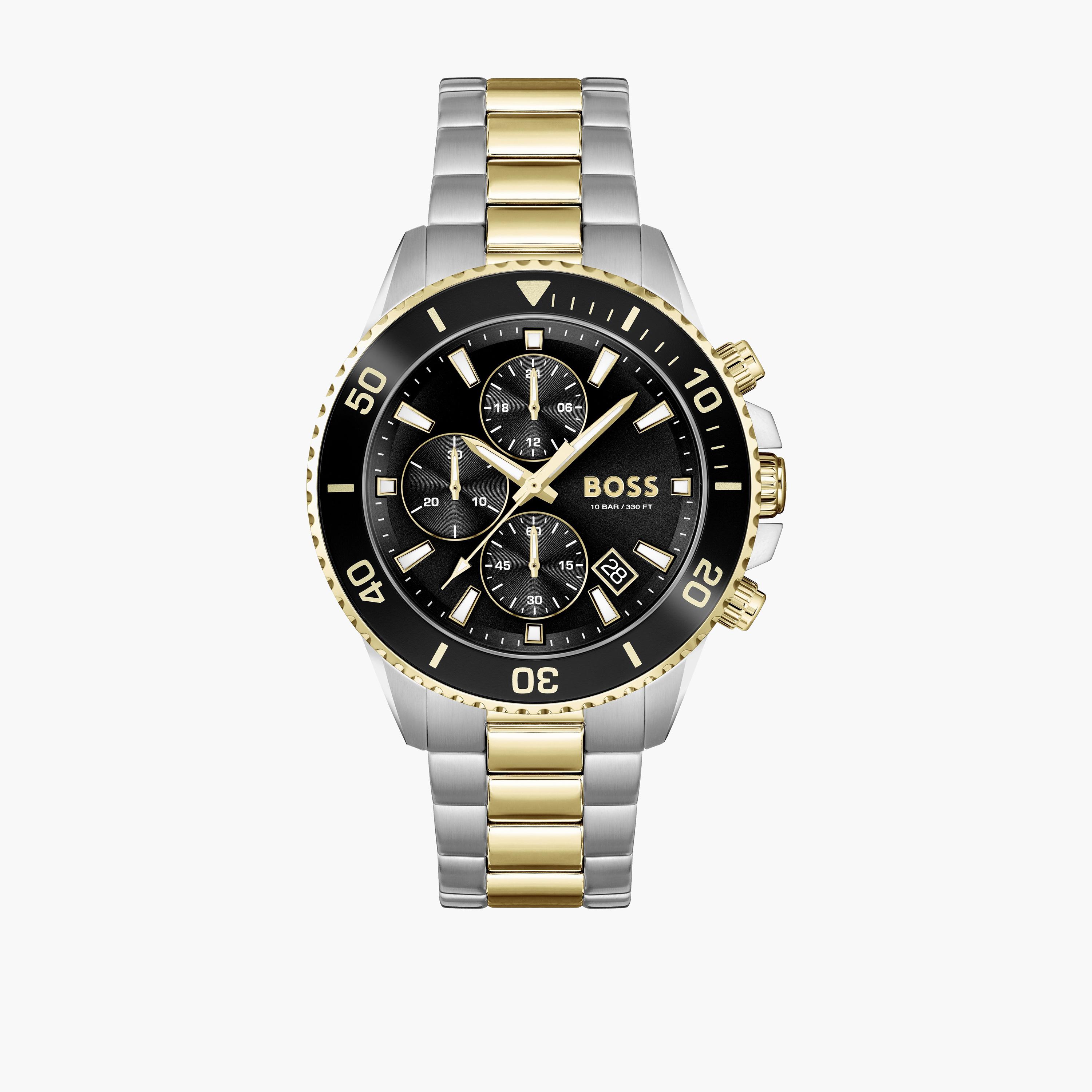 هوغو بوس-  ساعة رجالية 45 مم كرونوغراف سوداء سوار ستانلس ستيل | 1513908-men-watchesandjewellery-watches-image-1