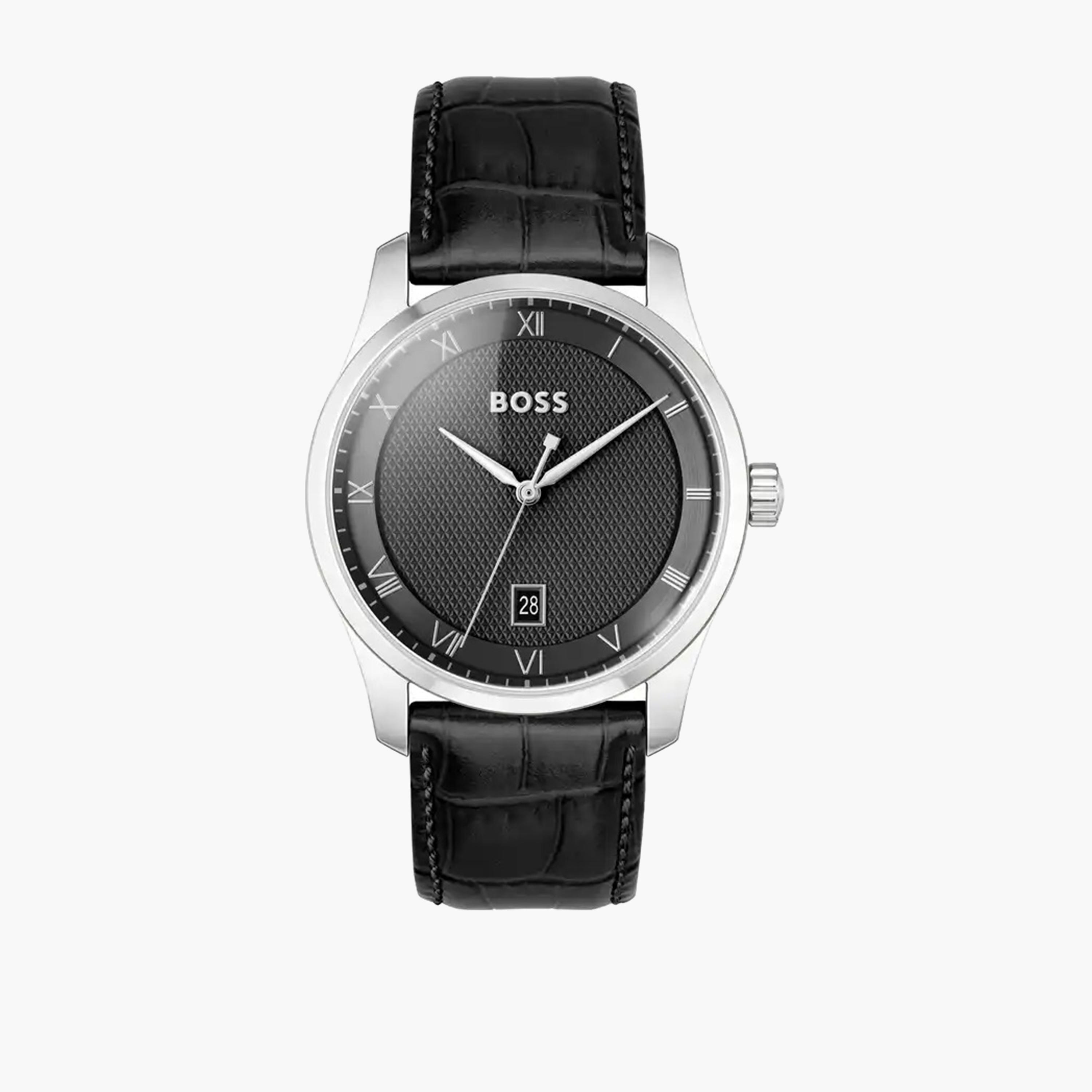 هوغو بوس-  ساعة تناظرية رجالية سوار جلد لون الأسود مقاس 41 مم | 1514122-men-watchesandjewellery-watches-image-1