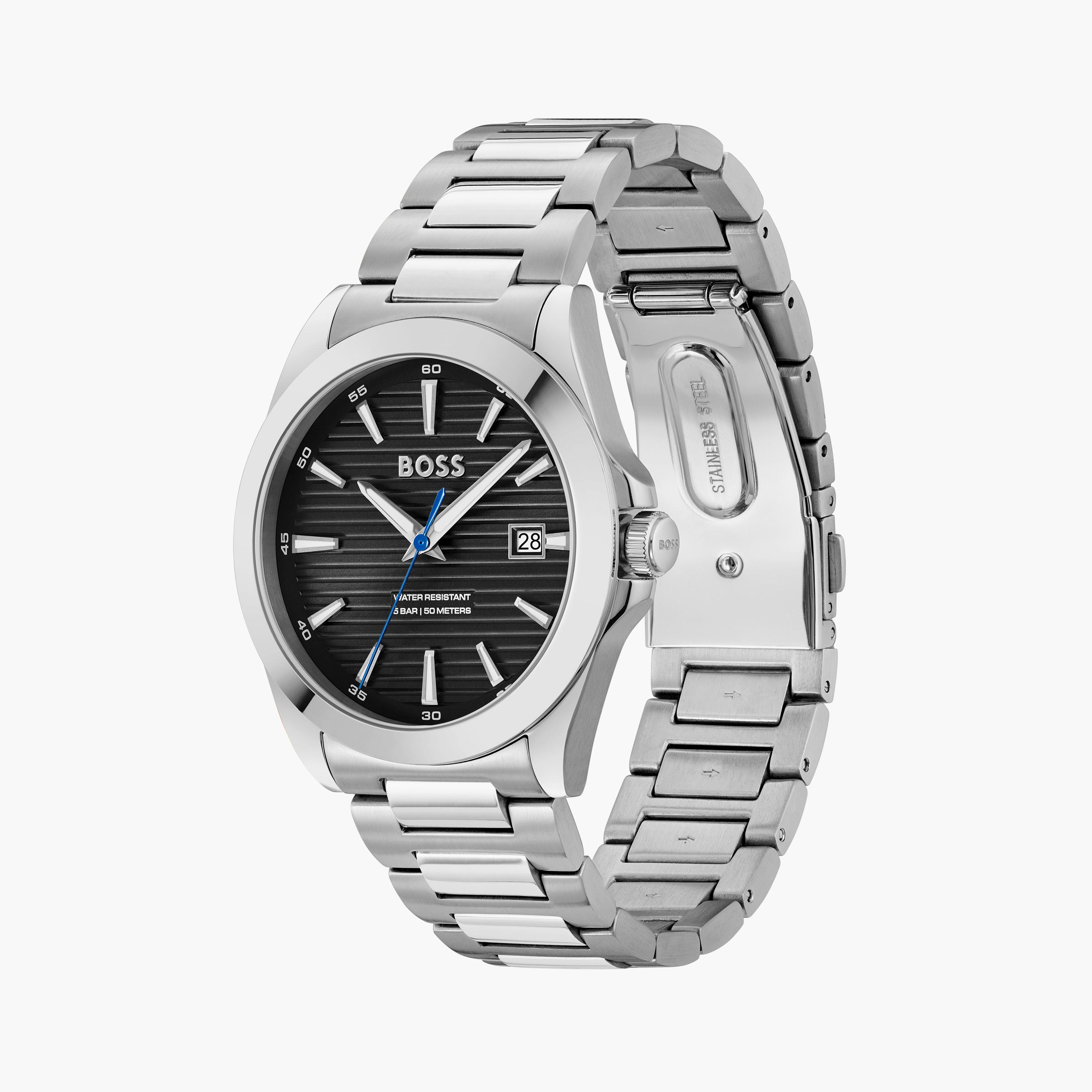 هوغو بوس-  ساعة تناظرية رجالية 41 مم سوار ستانلس ستيل لون الأسود | 1514170-men-watchesandjewellery-watches-image-2