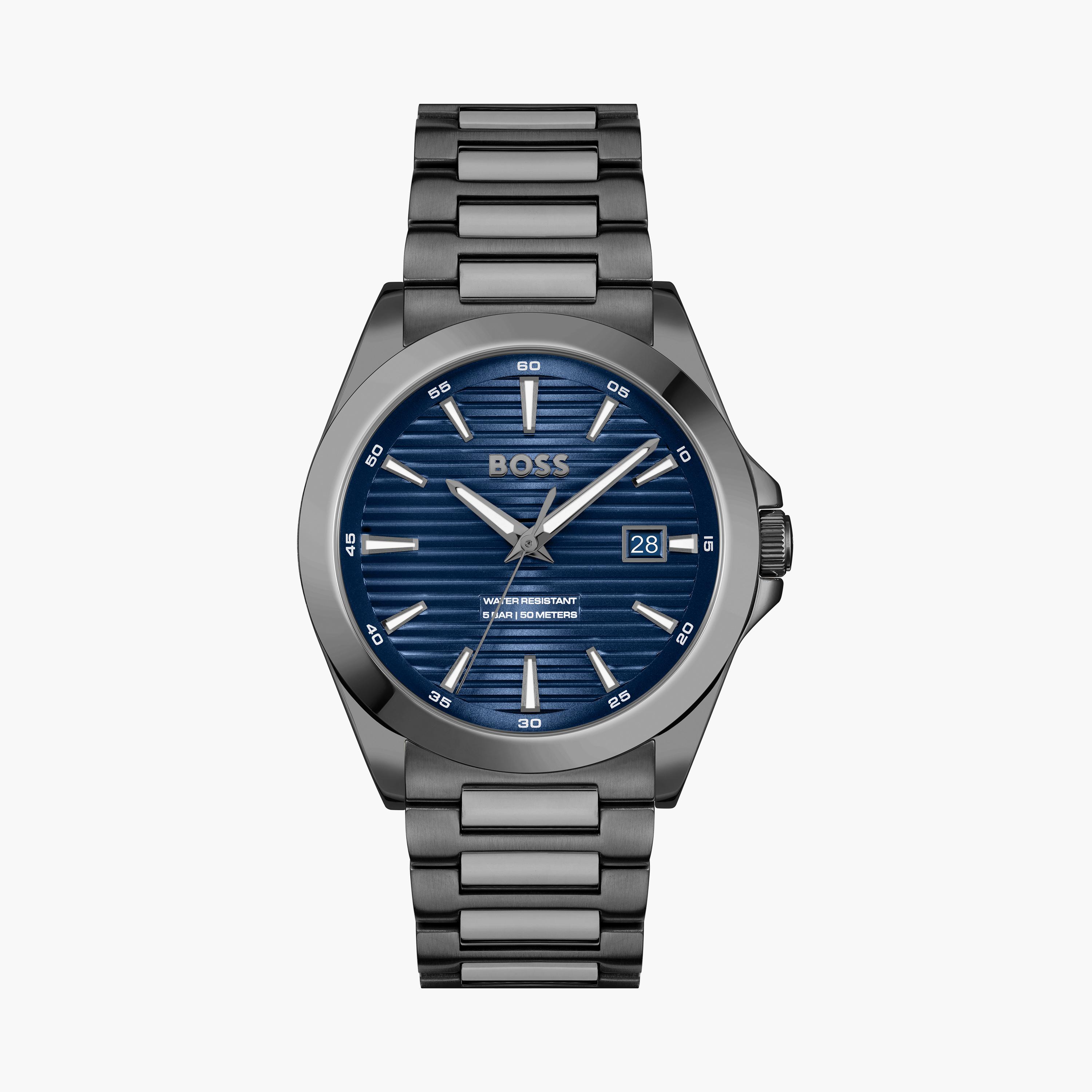 هوغو بوس-  ساعة تناظرية رجالية 41 مم سوار ستانلس ستيل لون الأزرق | 1514175-men-watchesandjewellery-watches-image-1