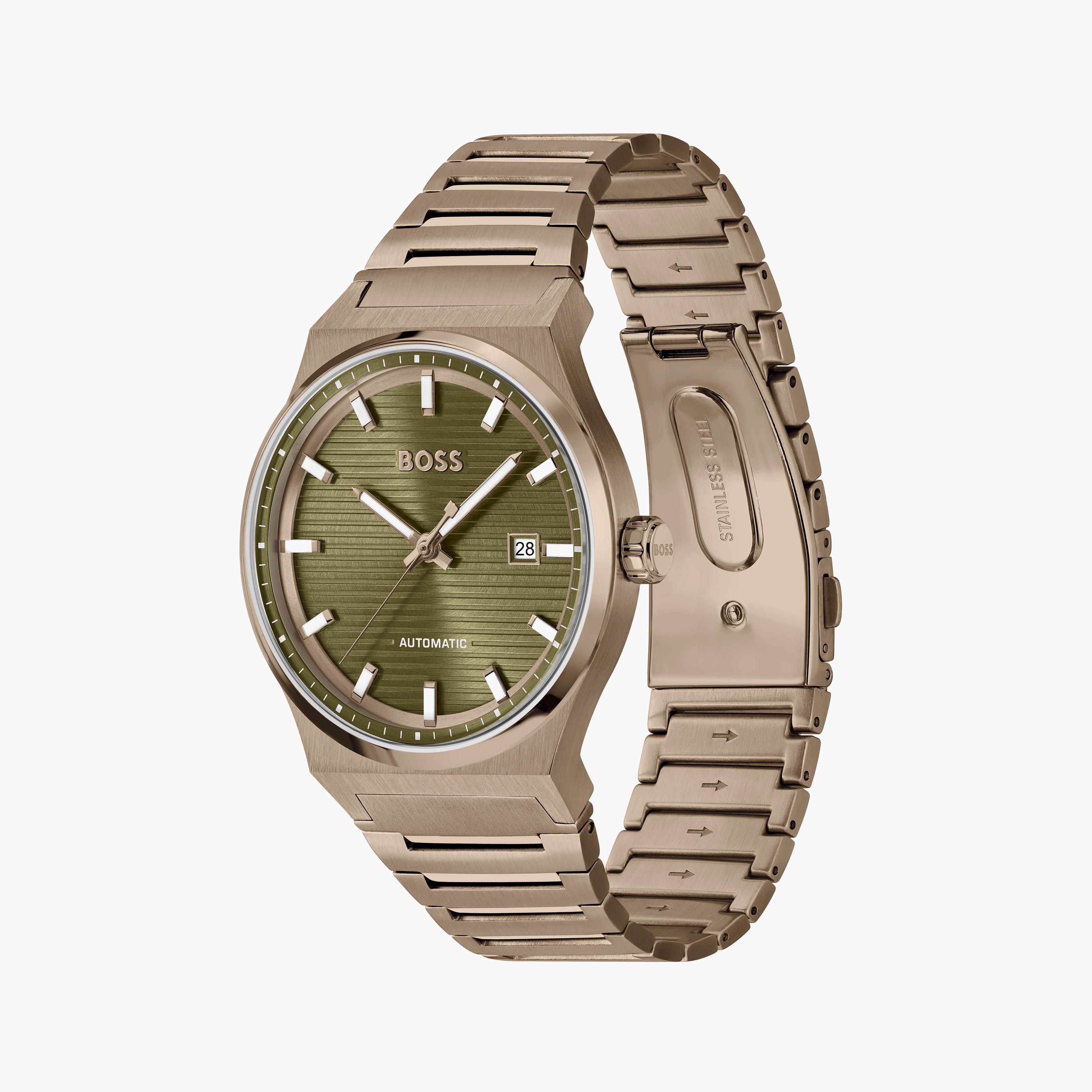 هوغو بوس-  ساعة رجالية 41 مم أوتوماتيكية باللون الأخضر سوار ستانلس ستيل | 1514184-men-watchesandjewellery-watches-image-2