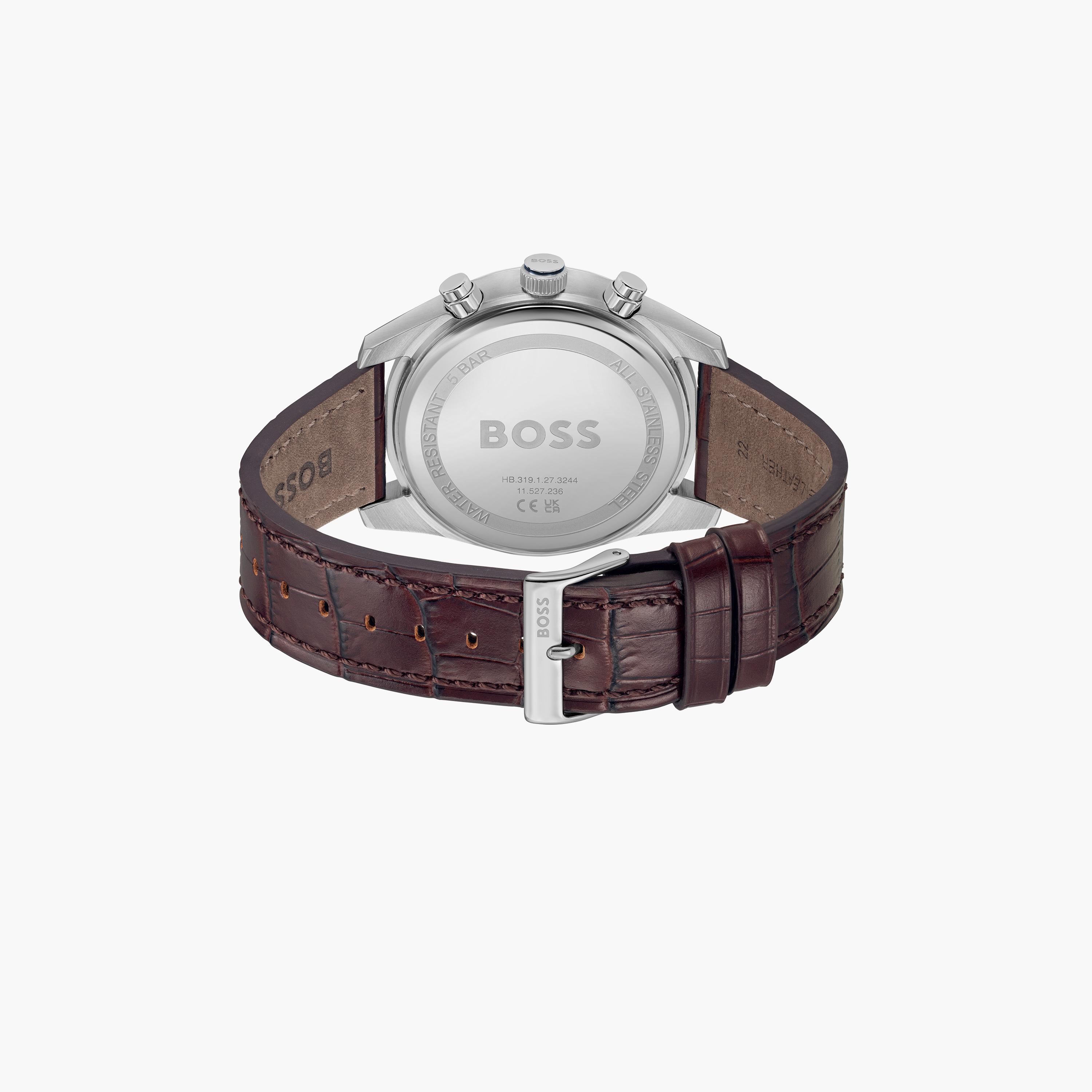 هوغو بوس-  ساعة رجالية 44 مم كرونوغراف زرقاء سوار جلد | 1514194-men-watchesandjewellery-watches-image-3