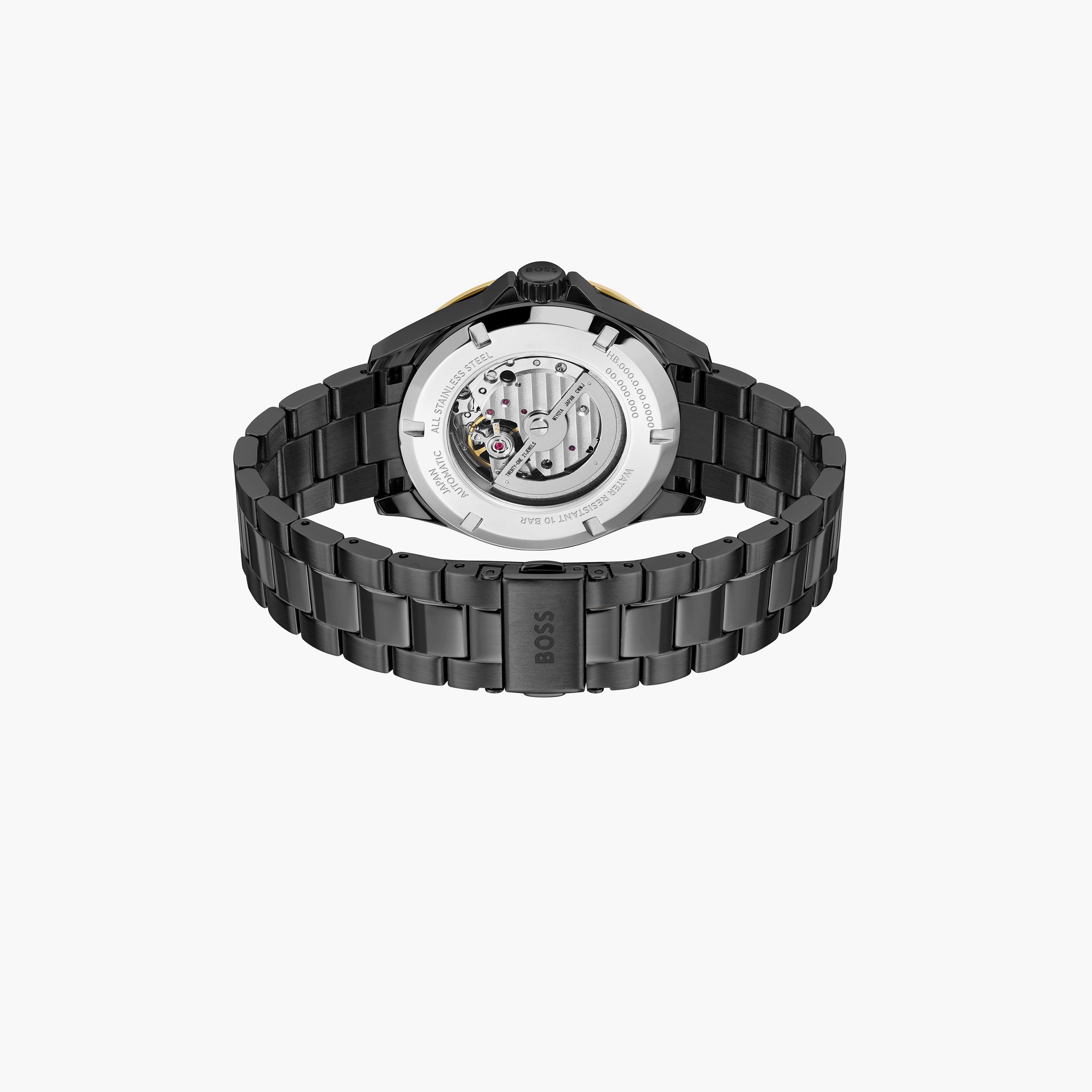 هوغو بوس-  ساعة رجالية أوتوماتيكية سوداء سوار ستانلس ستيل مقاس 43 مم | 1514203-men-watchesandjewellery-watches-image-3