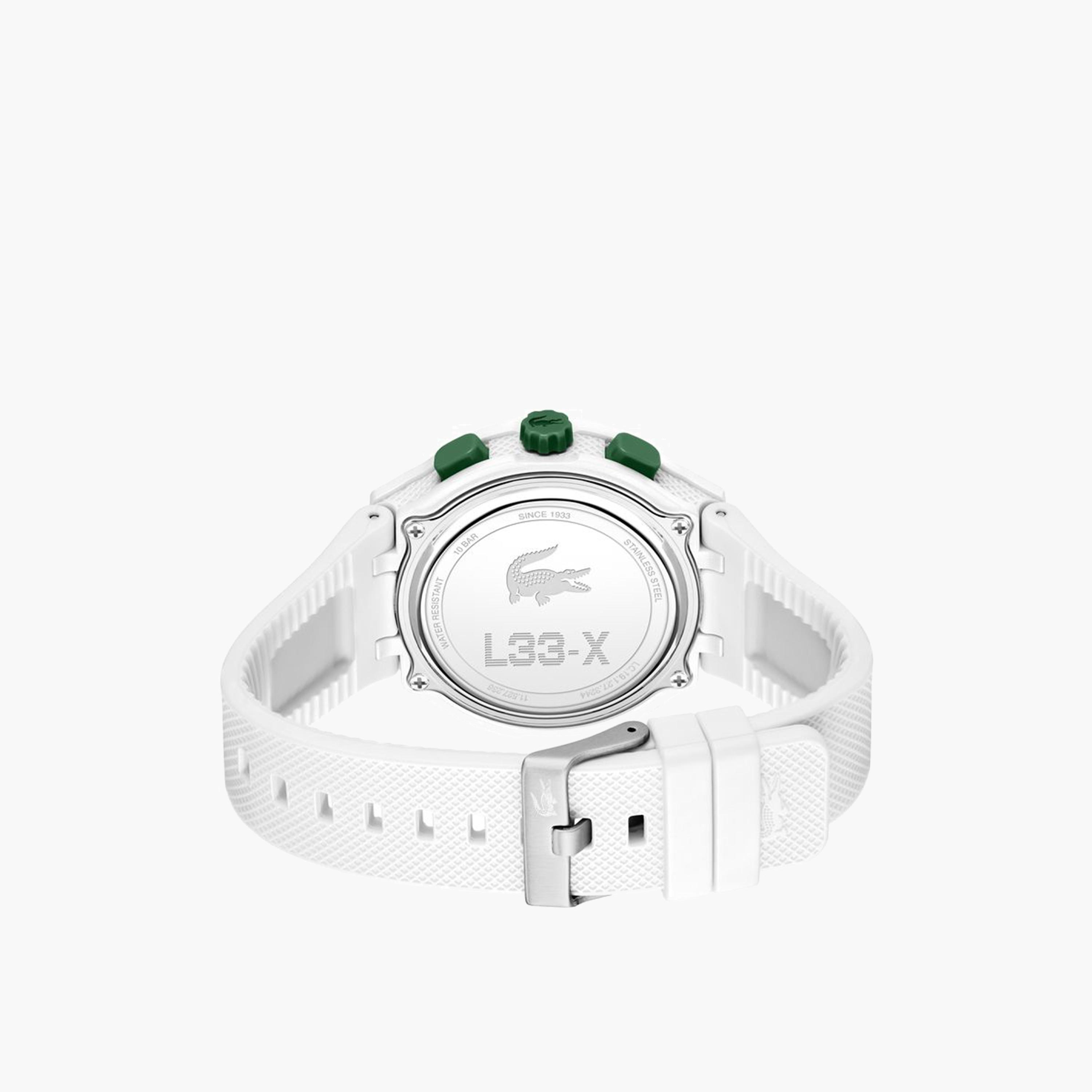 Shop Lacoste Men's 44MM White Analog-Digital Silicone Strap Watch ...