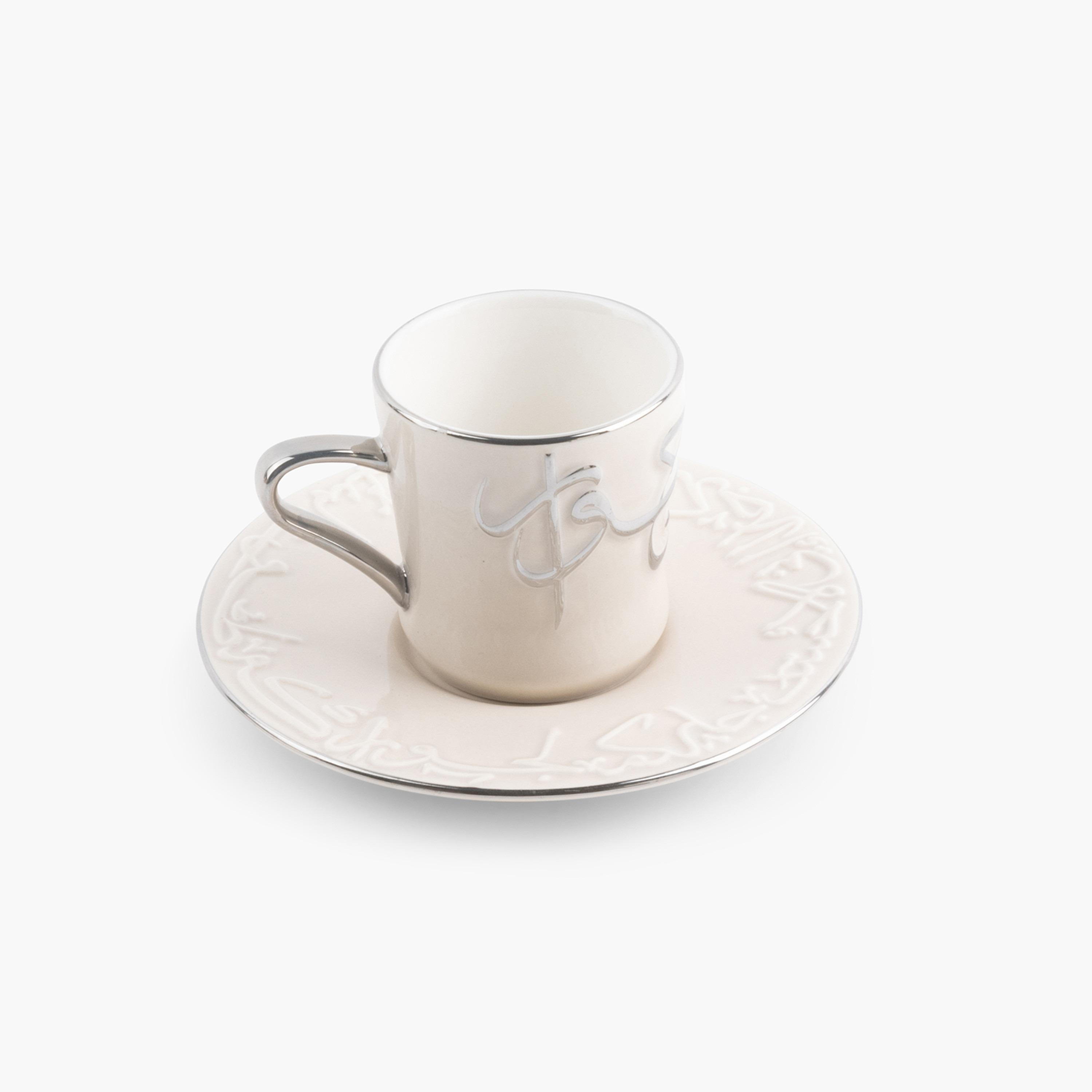 طقم فناجين شاي وصحون بورسلان بنقوش كاليجرافي 12 قطعة جيوار من أوتانتيك - 90 مل-household-dining-teaandcoffee-teaandcoffeesets-image-2