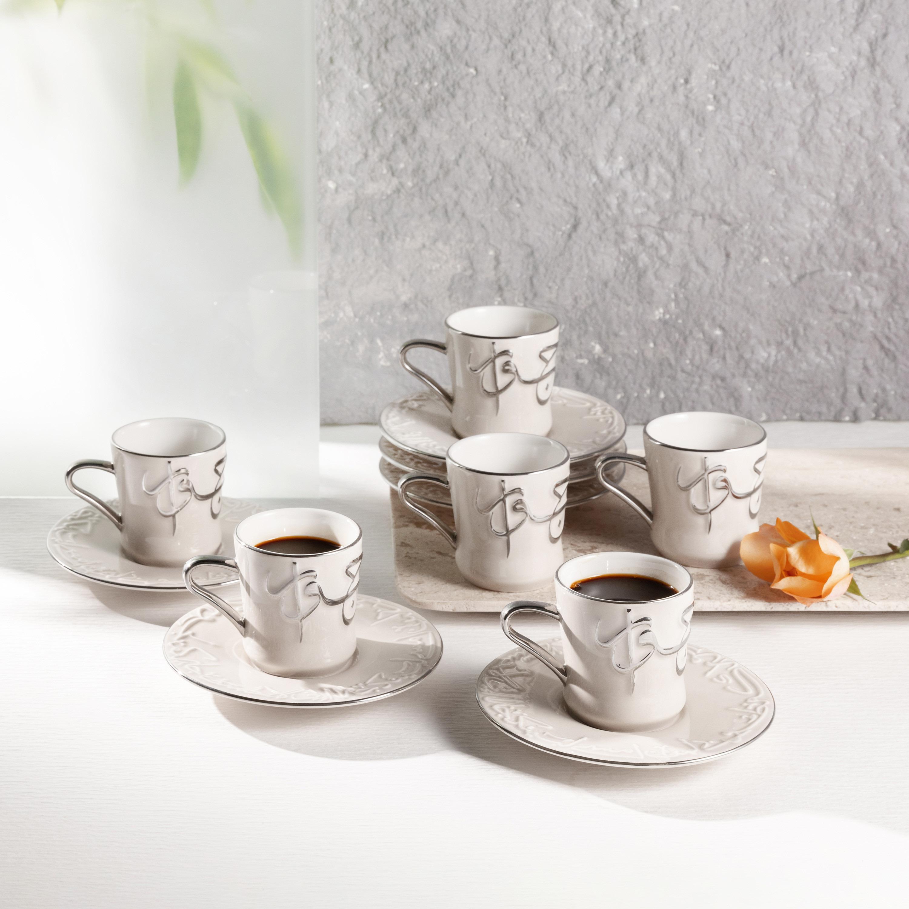 طقم فناجين شاي وصحون بورسلان بنقوش كاليجرافي 12 قطعة جيوار من أوتانتيك - 90 مل-household-dining-teaandcoffee-teaandcoffeesets-image-6
