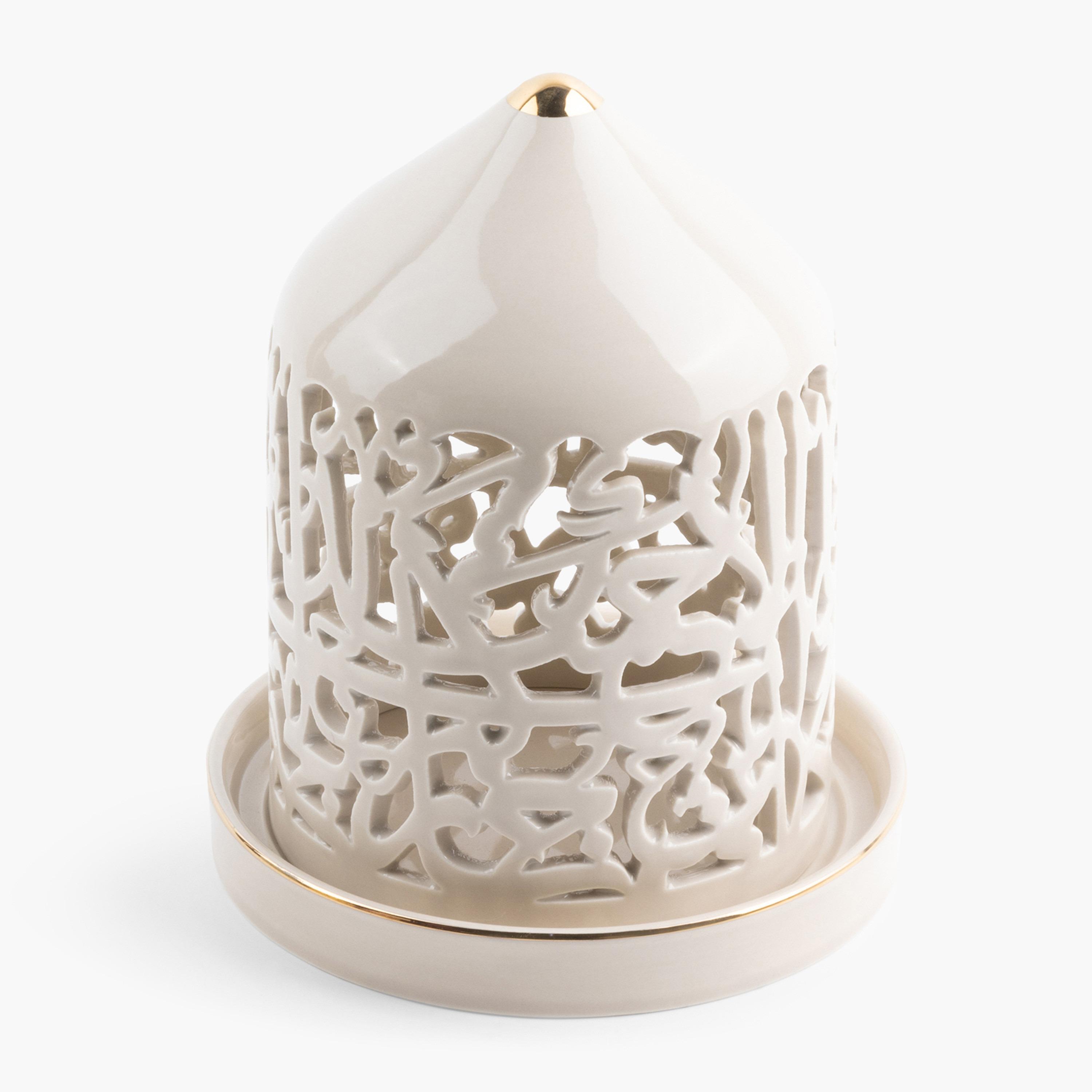 حامل شموع إل إي دي بورسلان بتفاصيل مفرّغة أصالة من أوتانتيك - 17 سم-household-decor-candleholdersandlanterns-image-3