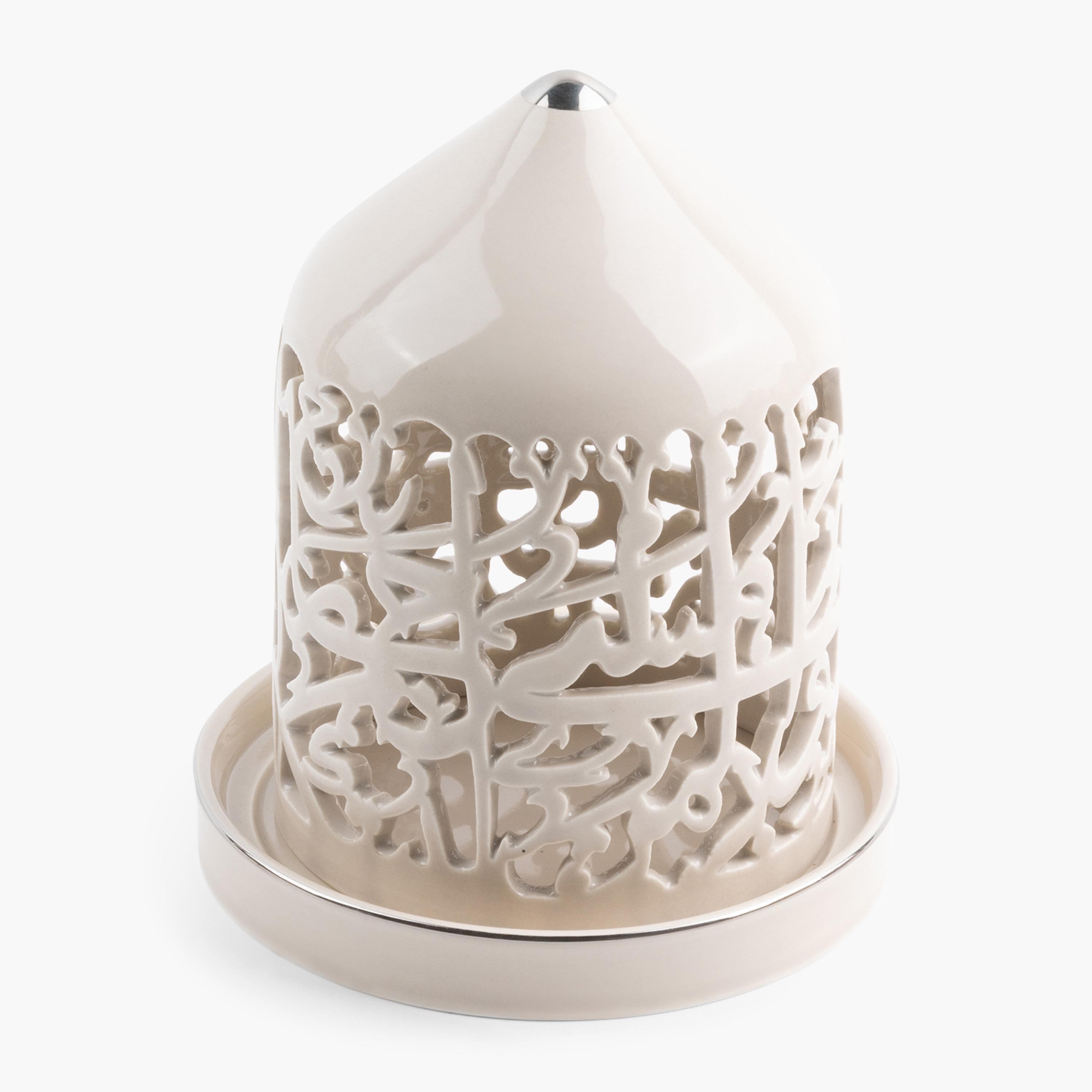 حامل شموع إل إي دي بورسلان بتفاصيل مفرّغة أصالة من أوتانتيك - 17 سم-household-decor-candleholdersandlanterns-image-2