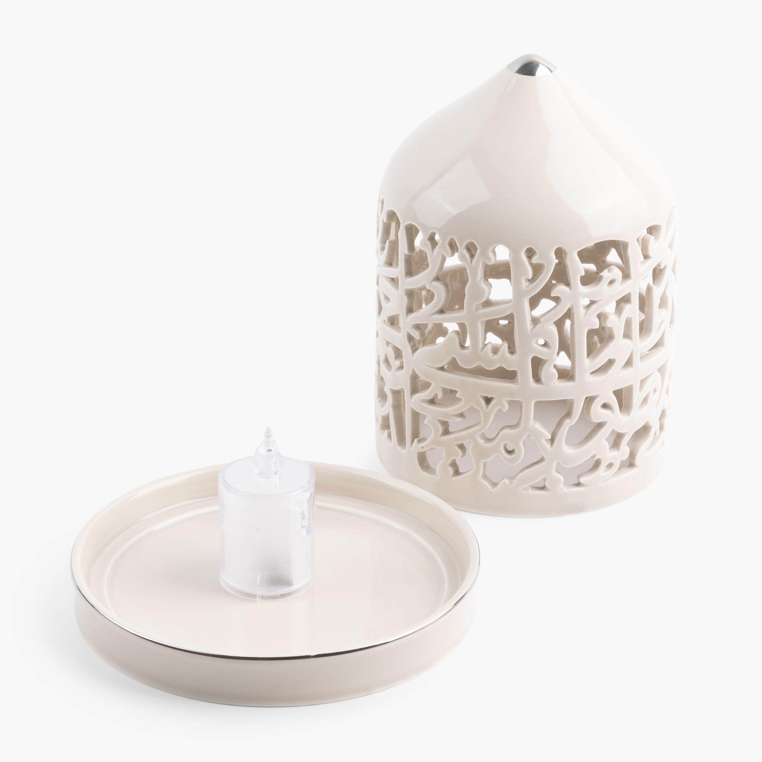 حامل شموع إل إي دي بورسلان بتفاصيل مفرّغة أصالة من أوتانتيك - 17 سم-household-decor-candleholdersandlanterns-image-3
