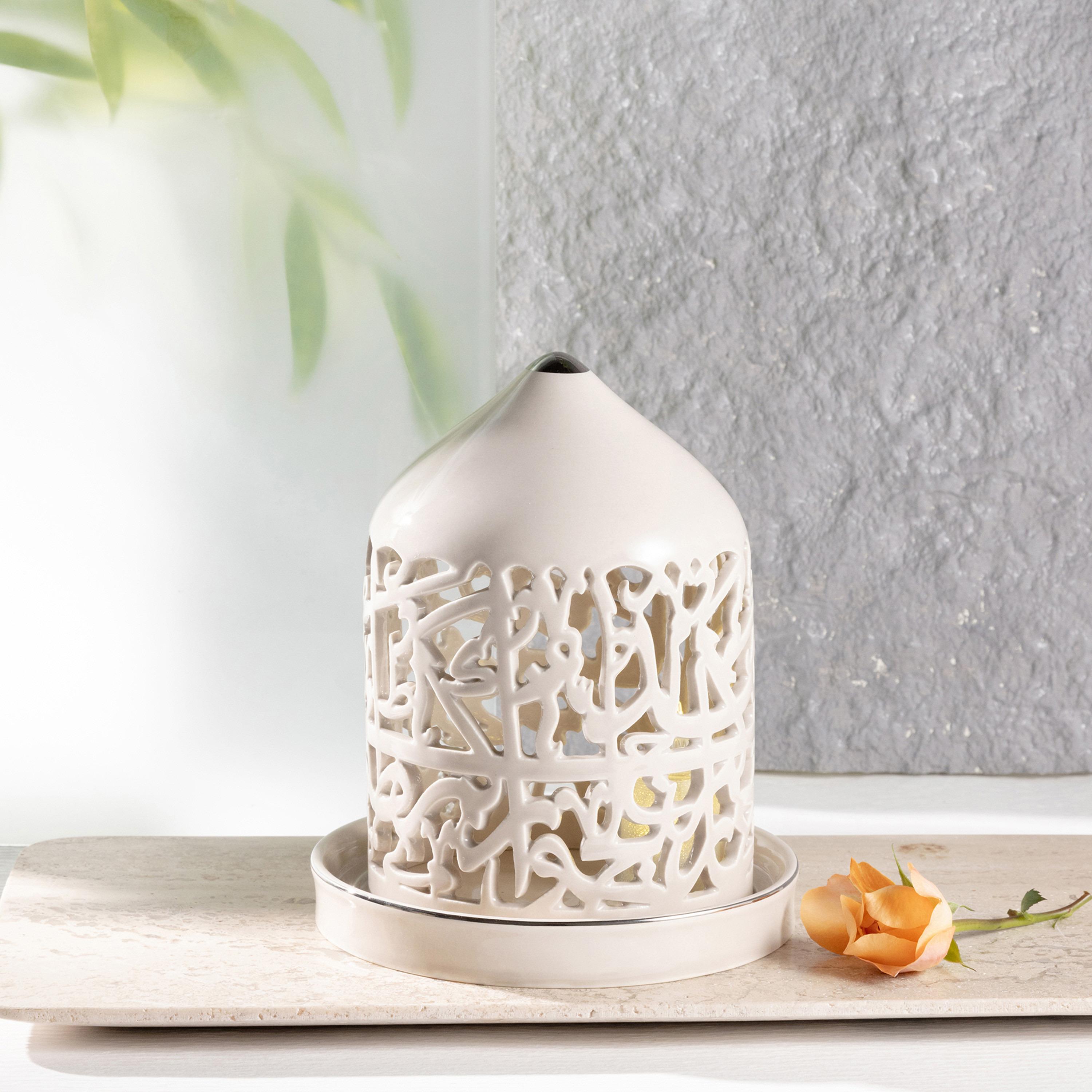 حامل شموع إل إي دي بورسلان بتفاصيل مفرّغة أصالة من أوتانتيك - 17 سم-household-decor-candleholdersandlanterns-image-5