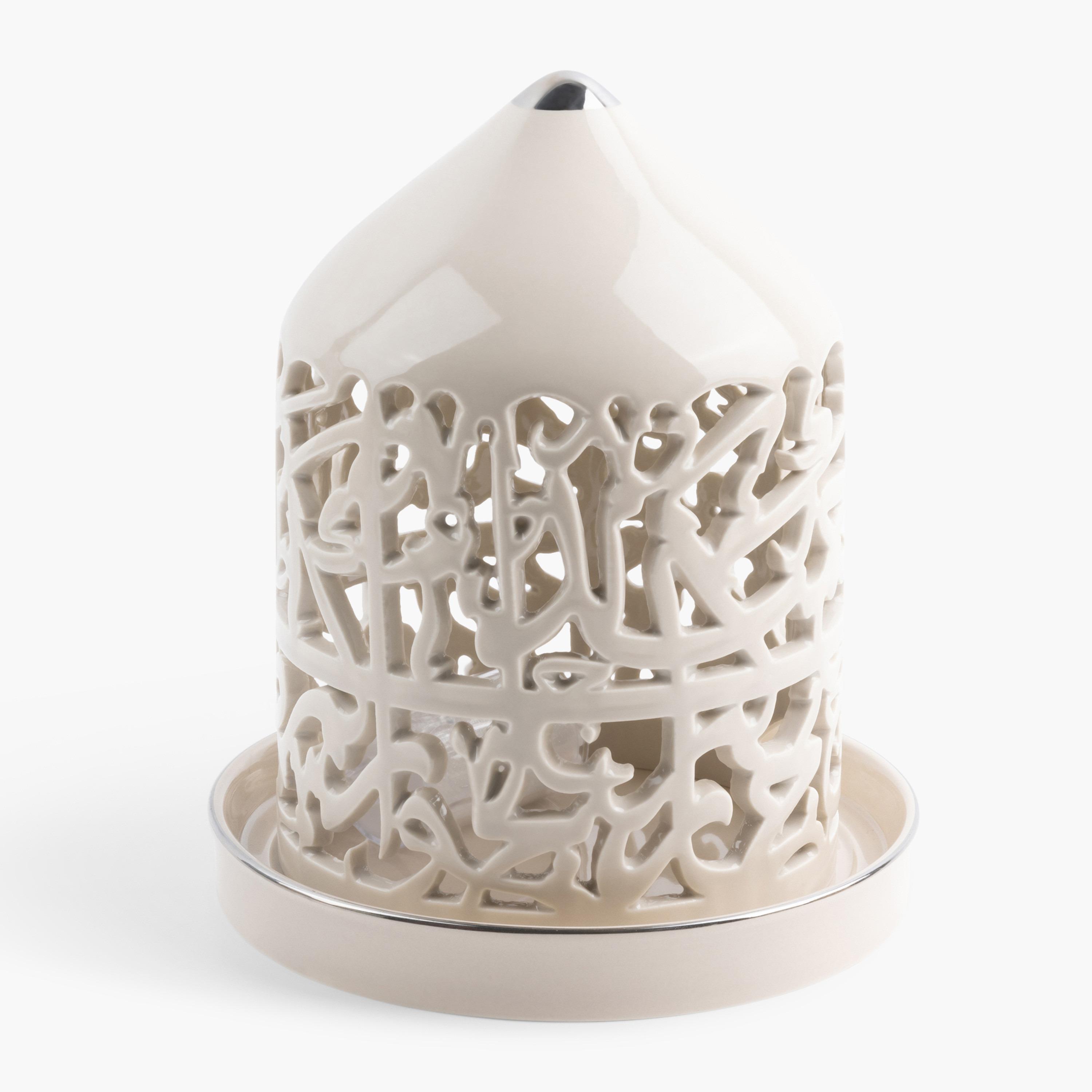 حامل شموع إل إي دي بورسلان بتفاصيل مفرّغة أصالة من أوتانتيك - 21 سم-household-decor-candleholdersandlanterns-image-2