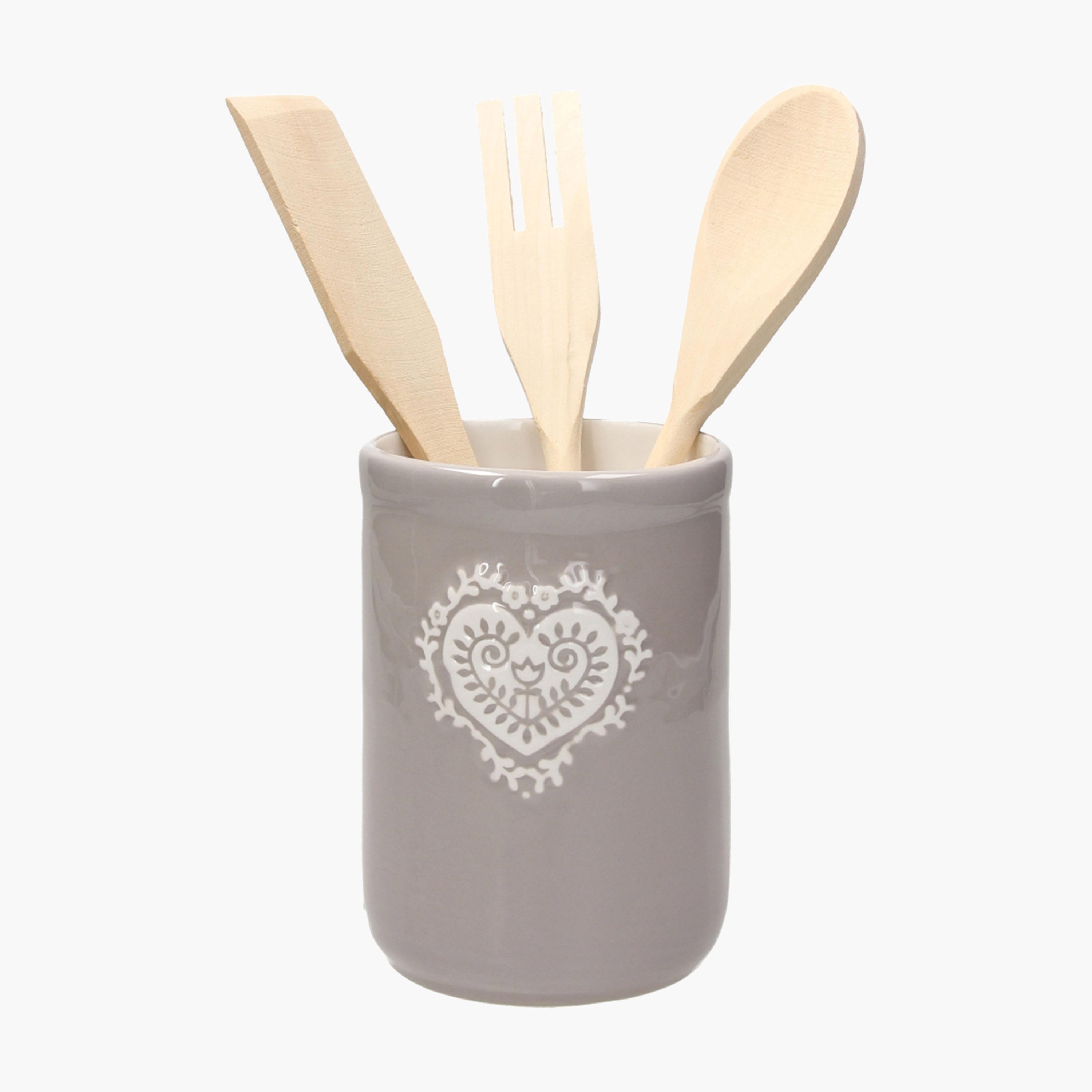 Wooden 5-Piece Kitchen Utensil and Holder Set-household-kitchen-kitchentoolsandutensils-image-1