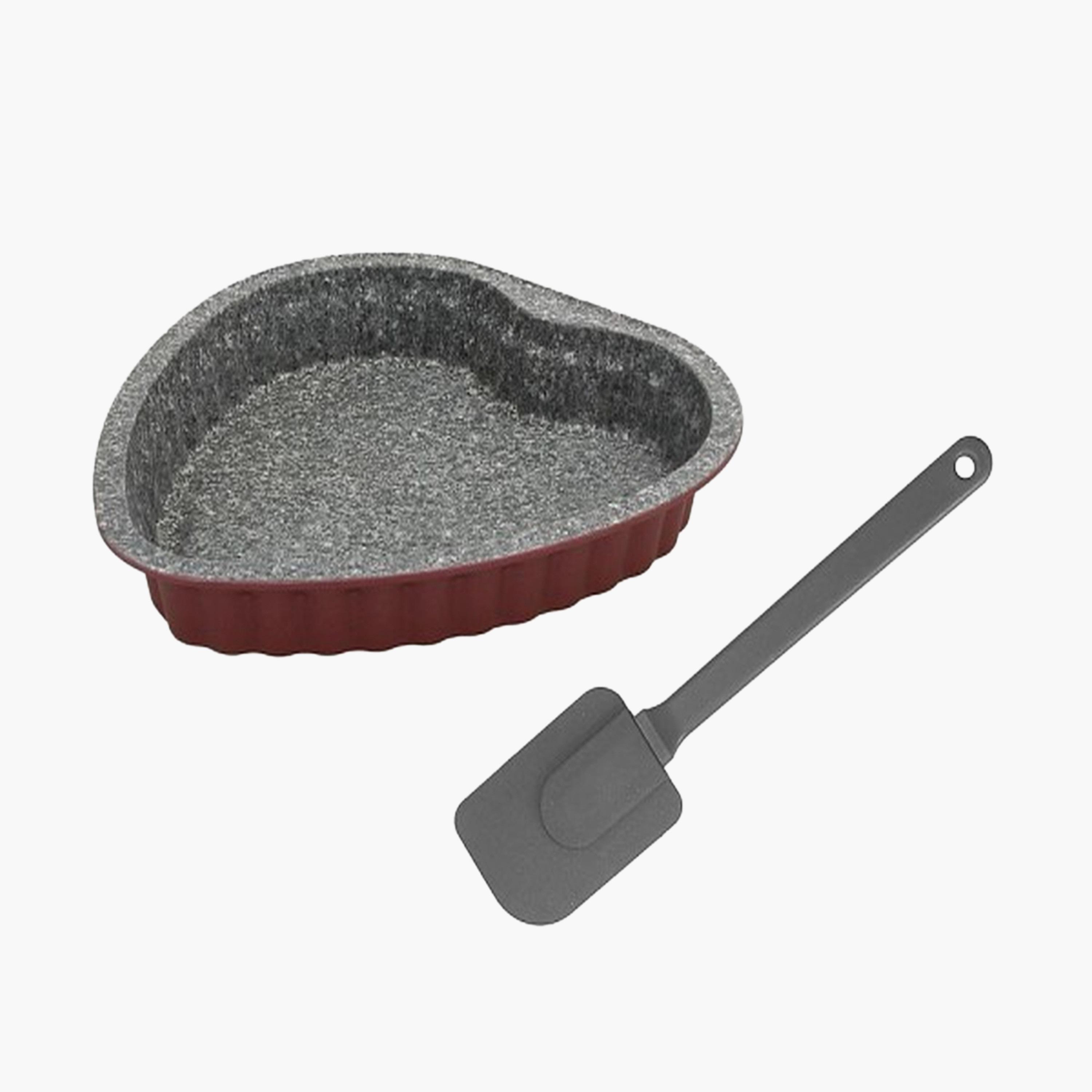 Sweet Cherry Carbon Steel Heart Baking Dish with Spatula - 24 cms-household-kitchen-bakeware-bakingpansandmoulds-image-1