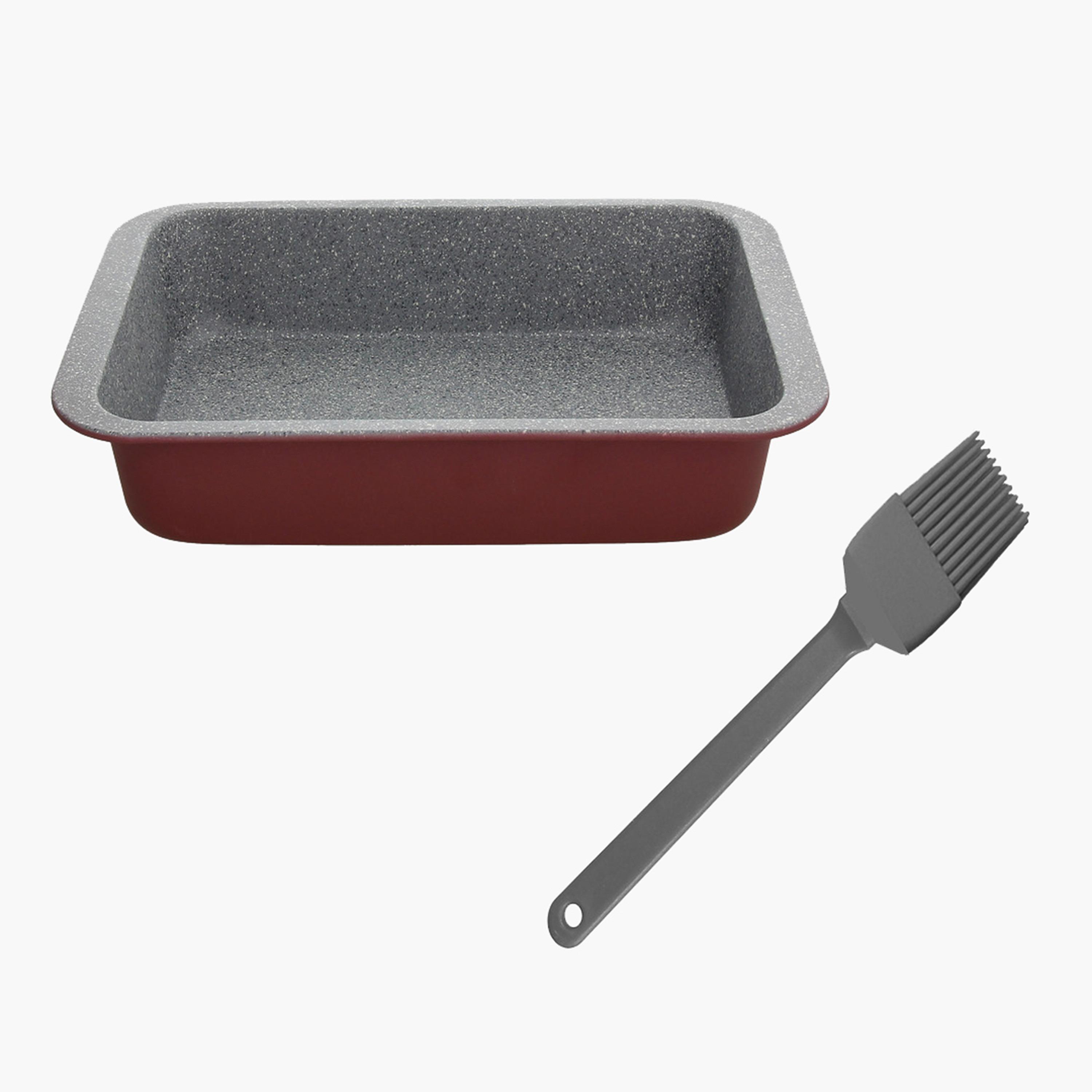 Sweet Cherry Plum Cake Baking Pan with Brush - 23x13 cms-household-kitchen-bakeware-bakingpansandmoulds-image-1