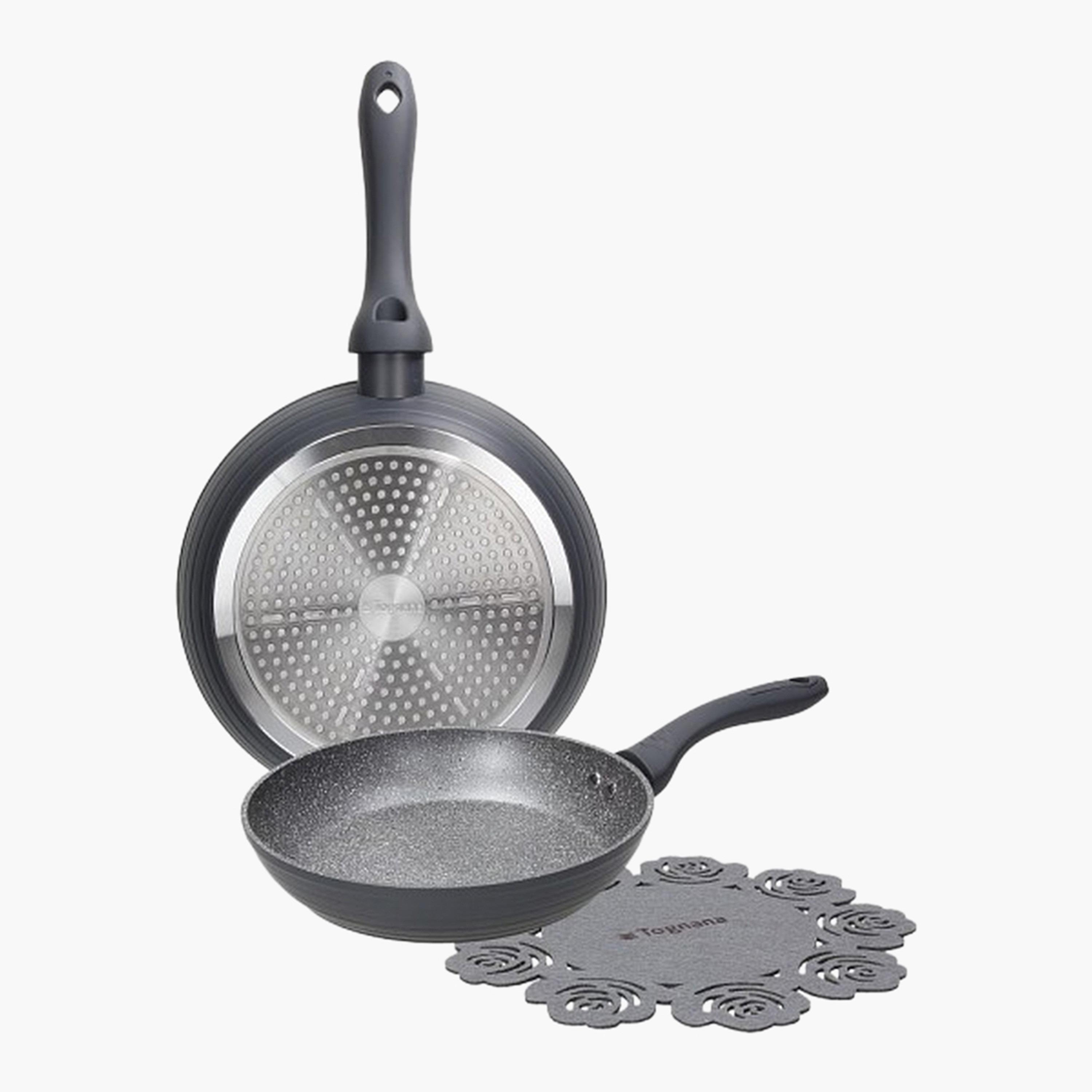 طقم مقالي ألومنيوم قطعتين مع حامل أواني ساخنة من توجنانا-household-kitchen-cookware-cookwareandsets-image-1