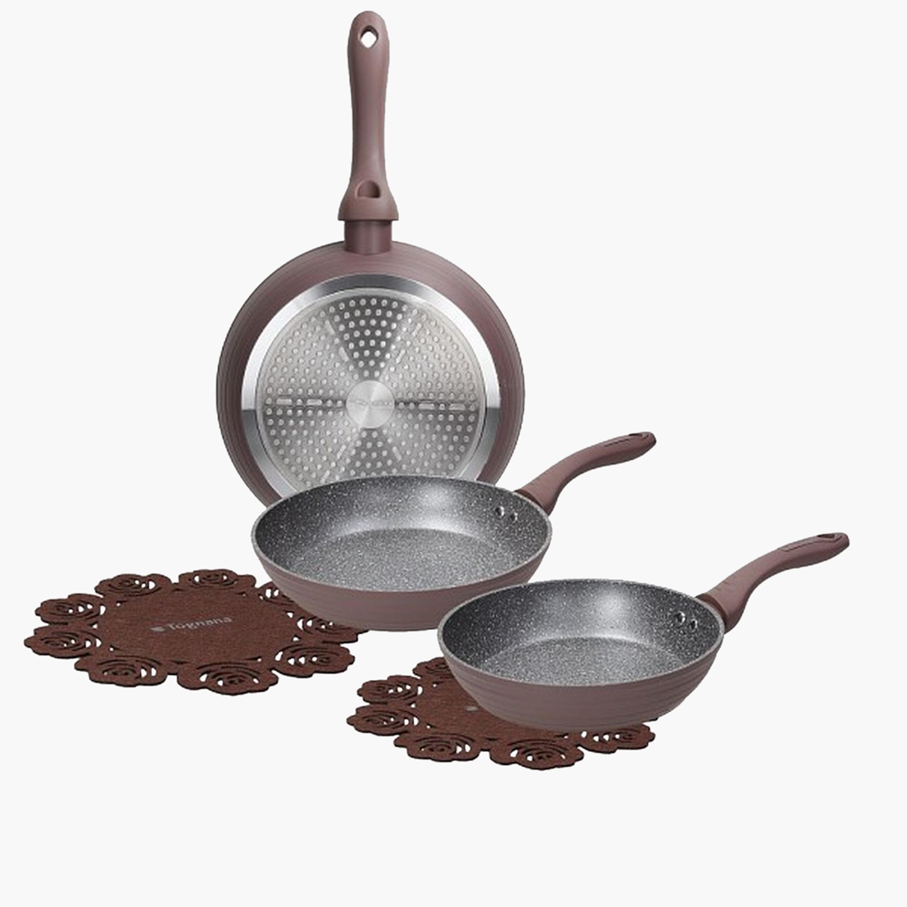 طقم مقلاة ألومنيوم 3 قطع مع 2 واقي حماية للمقلاة من توجنانا-household-kitchen-cookware-cookwareandsets-image-1