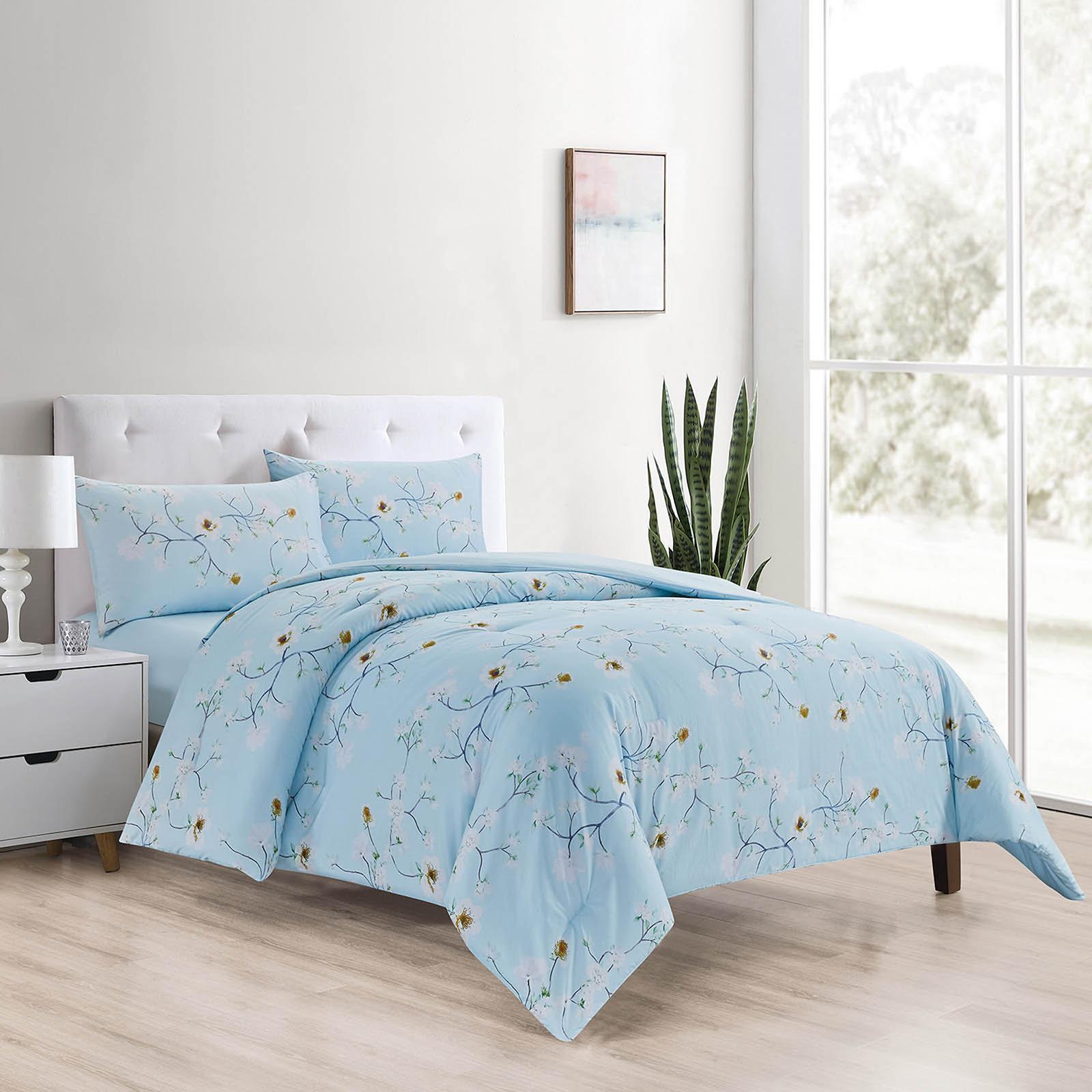 Bluebell 4-Piece Floral Print Microfiber King Comforter Set - 260x240 cms-household-bedding-comfortersandbedspreads-comforters-image-1