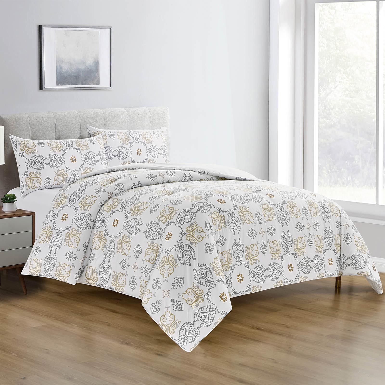 Viola 4-Piece Printed Microfiber King Comforter Set - 260x240 cms-household-bedding-comfortersandbedspreads-comforters-image-1