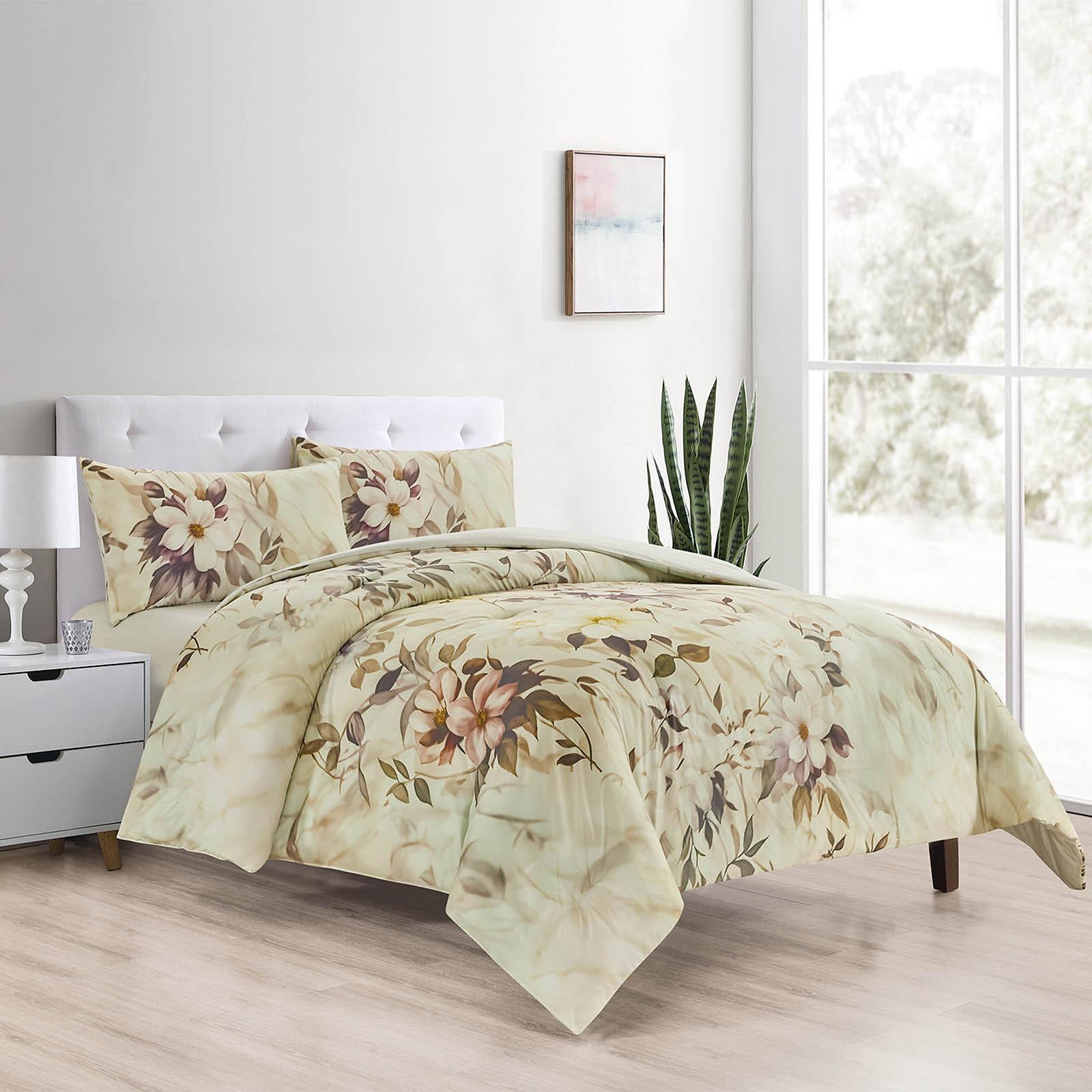 New Boy 4-Piece Floral Print Microfiber King Comforter Set - 260x240 cms-household-bedding-comfortersandbedspreads-comforters-image-1