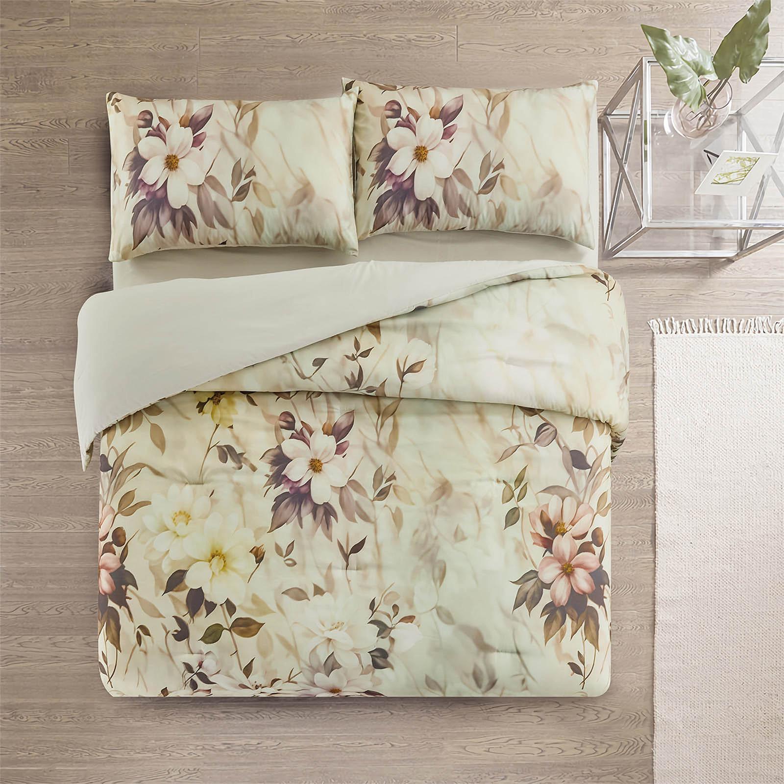New Boy 4-Piece Floral Print Microfiber King Comforter Set - 260x240 cms-household-bedding-comfortersandbedspreads-comforters-image-2