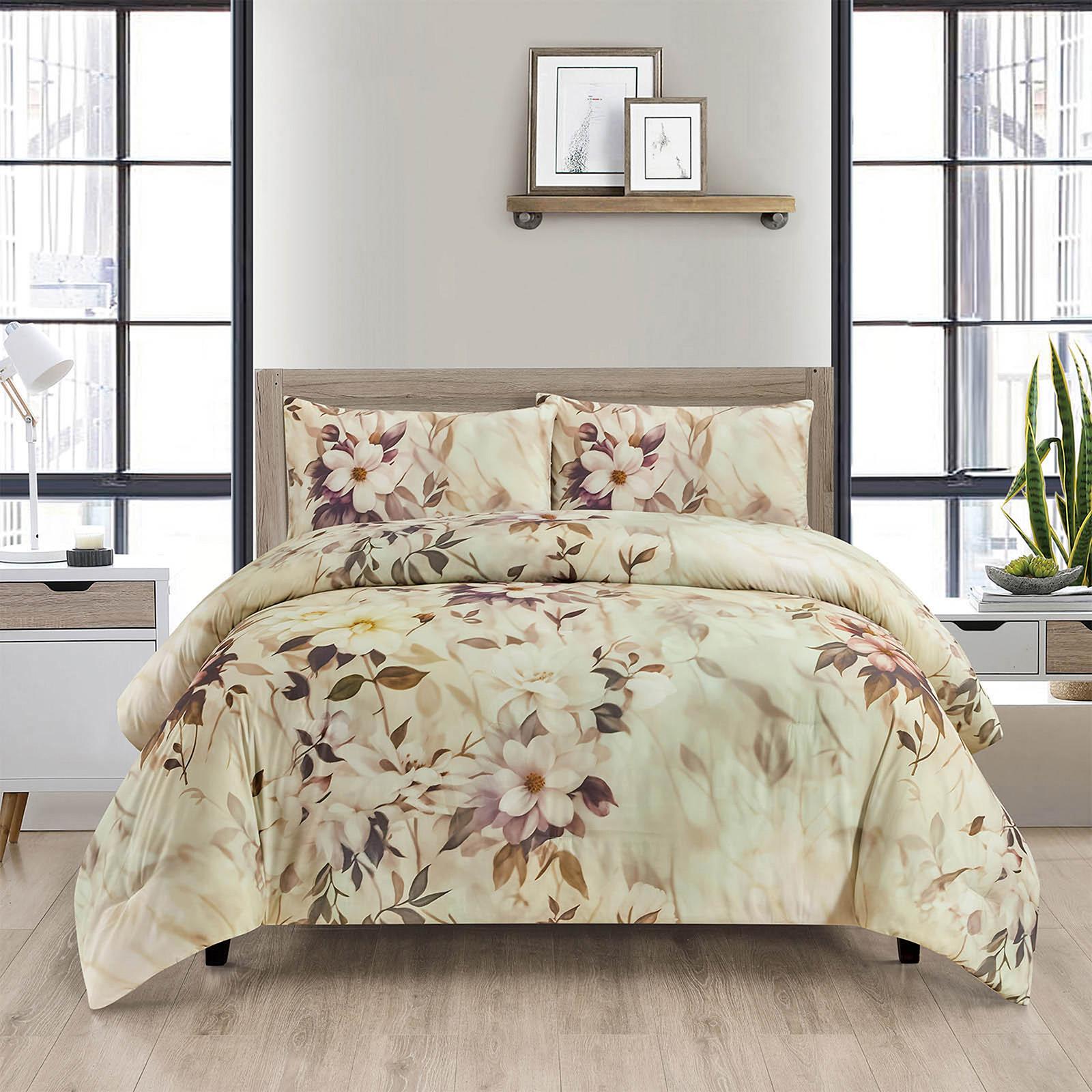 New Boy 4-Piece Floral Print Microfiber King Comforter Set - 260x240 cms-household-bedding-comfortersandbedspreads-comforters-image-5